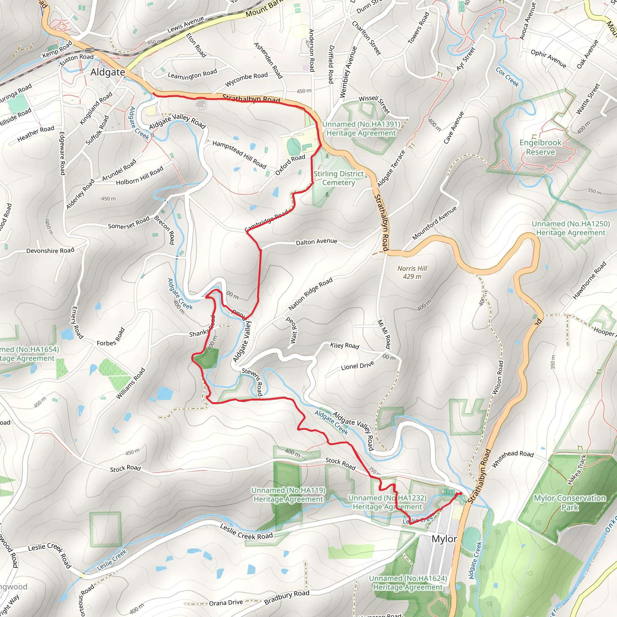 Aldgate Valley Nature Walk mobile static map