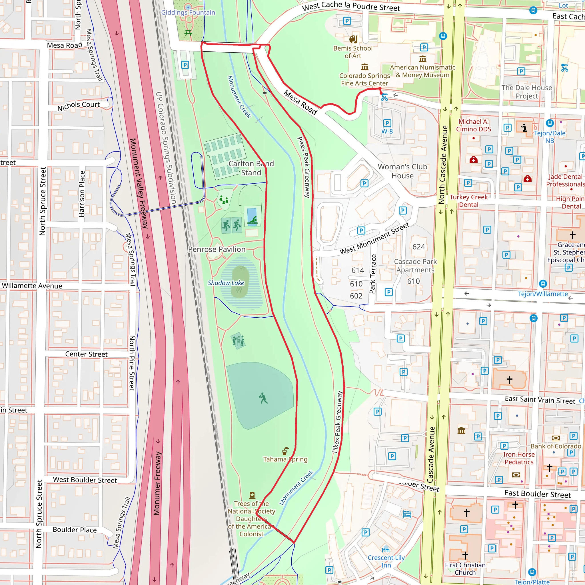 Pikes Peak Greenway and Monument Creek Loop mobile static map