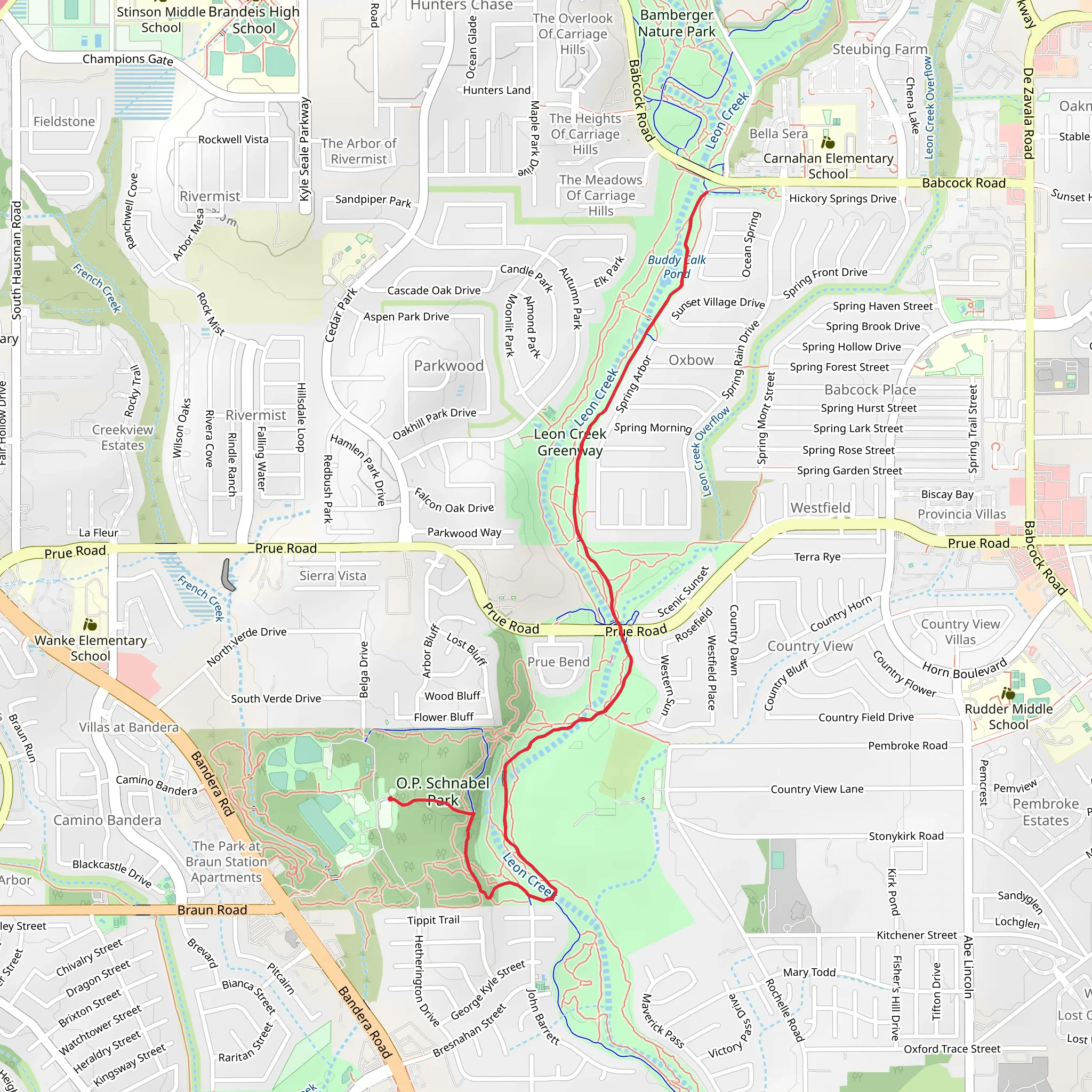 Leon Creek Greenway Trail mobile static map