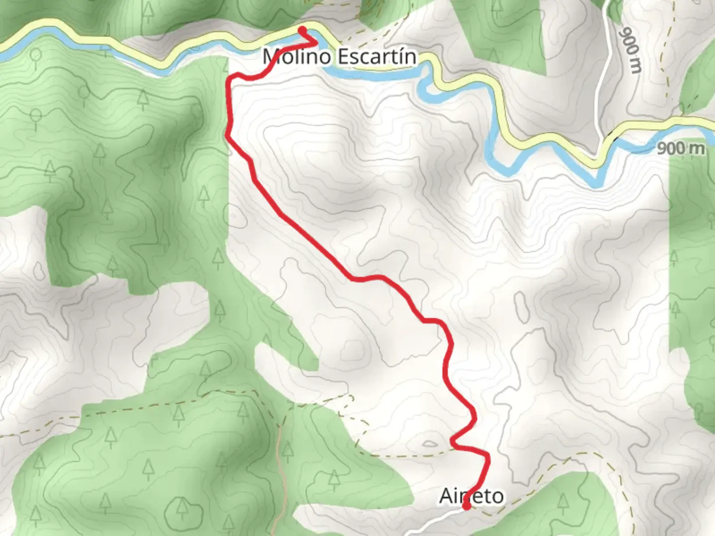 An image depicting the trail Aineto - Escartin Mill PR HU 11 and its surrounding area.
