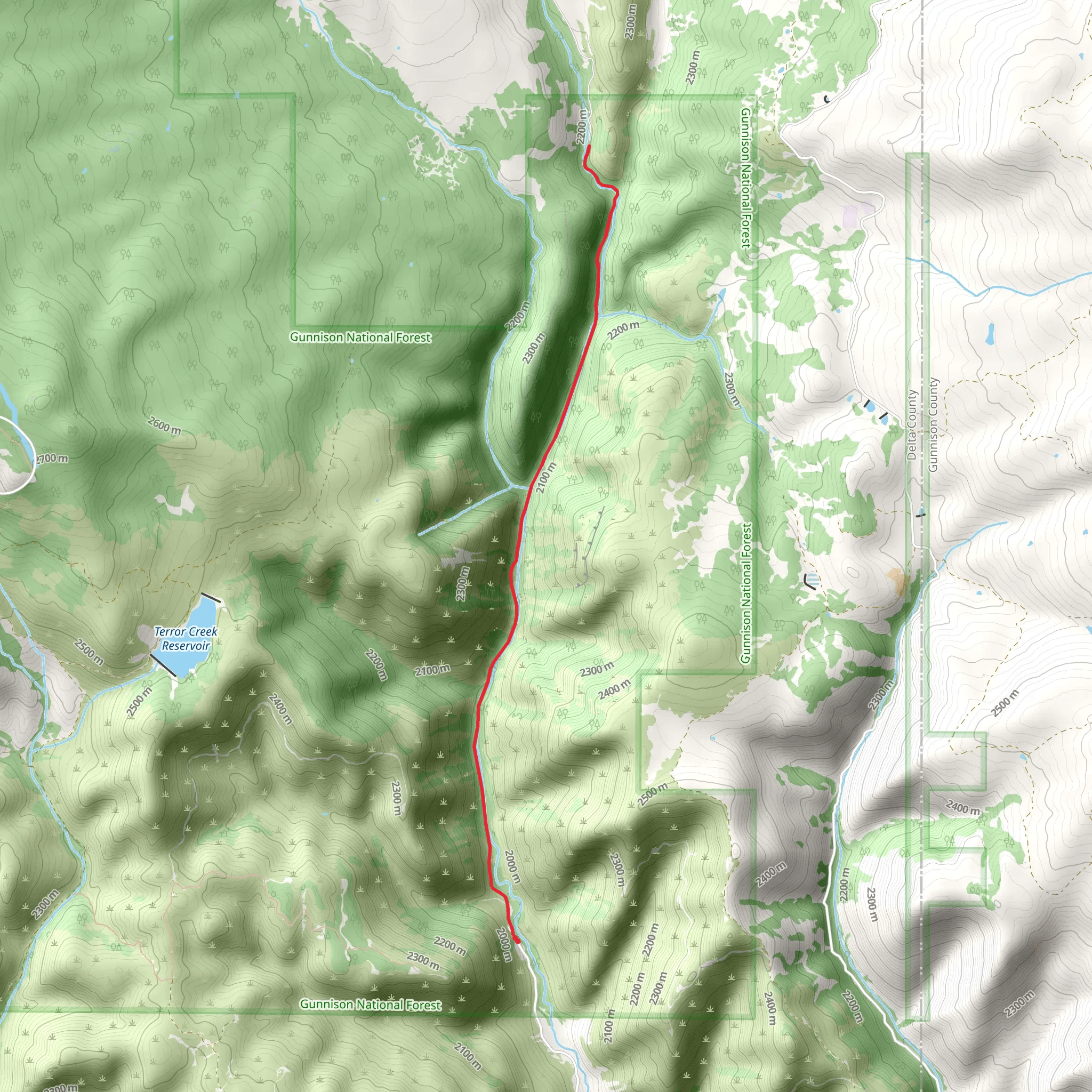 Hubbard Creek Out and Back mobile static map