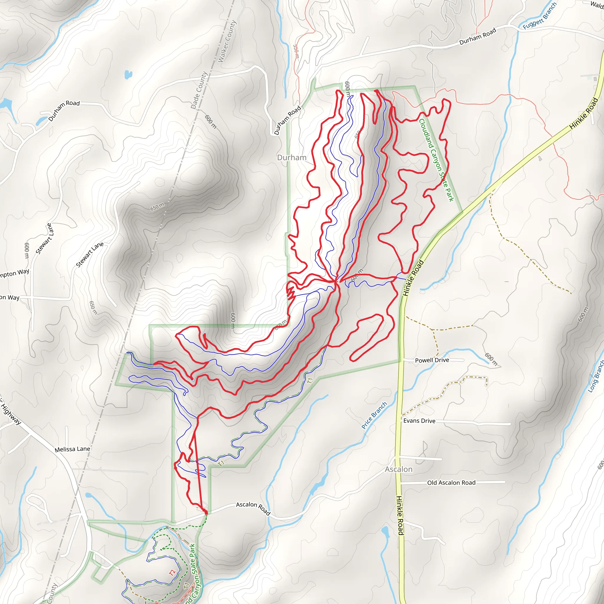 Cloudland Canyon, Kettle Bottom and Windy Shot Loop mobile static map