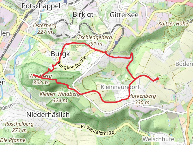 Koenig Albert Denkmal and Kaitzbach via Freitaler Wanderweg