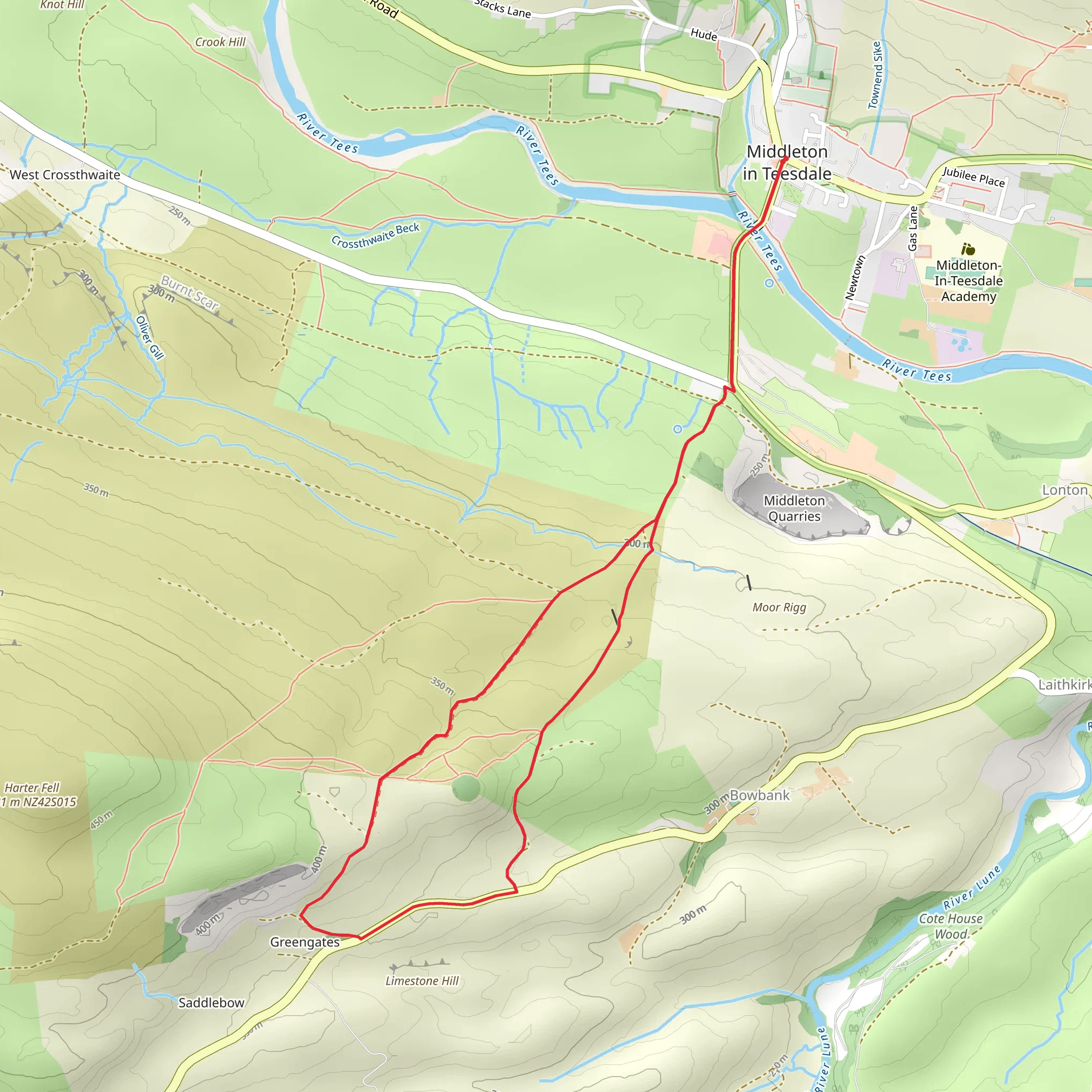 Kirkcarrion from Middleton-in-Teesdale mobile static map
