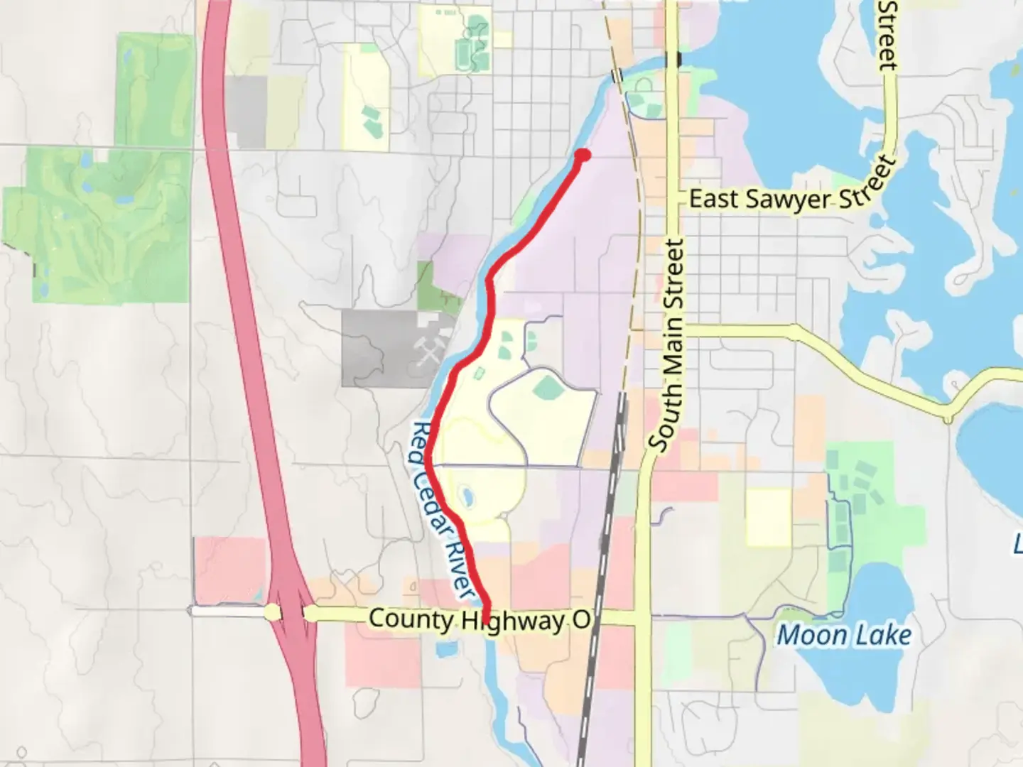 An image depicting the trail Cedarside Walking Trail and its surrounding area.