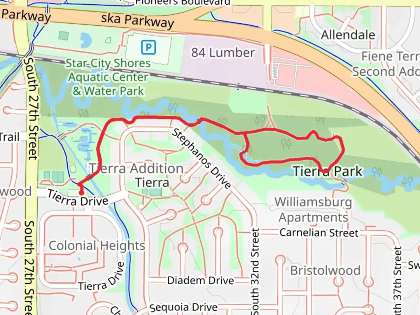 An image depicting the trail Tierra Park Loop and its surrounding area.