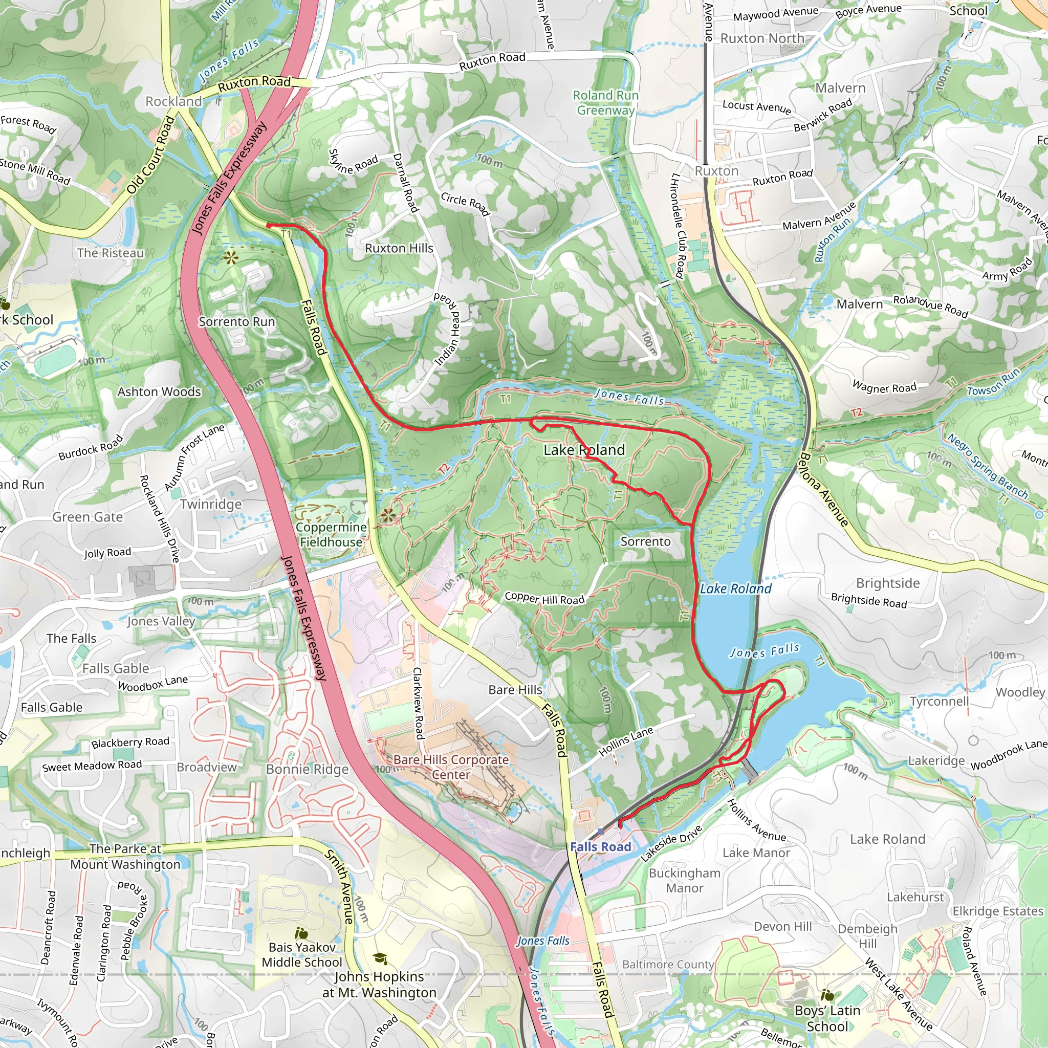 Light Rail Boardwalk, Red and Yellow Loop Trail mobile static map