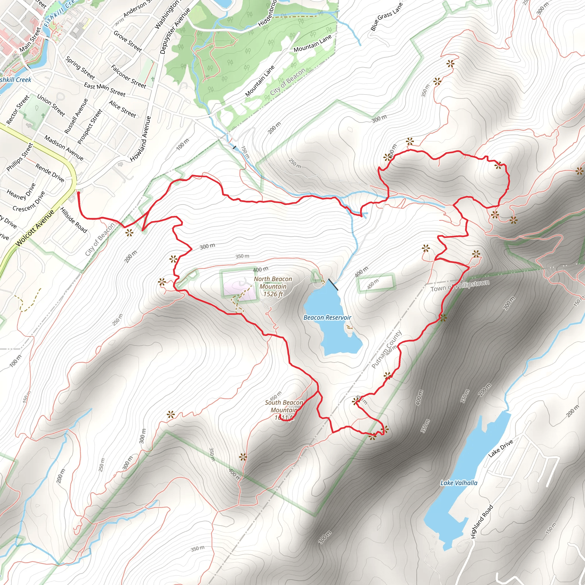 South Beacon Mountain and Lambs Hill Loop mobile static map