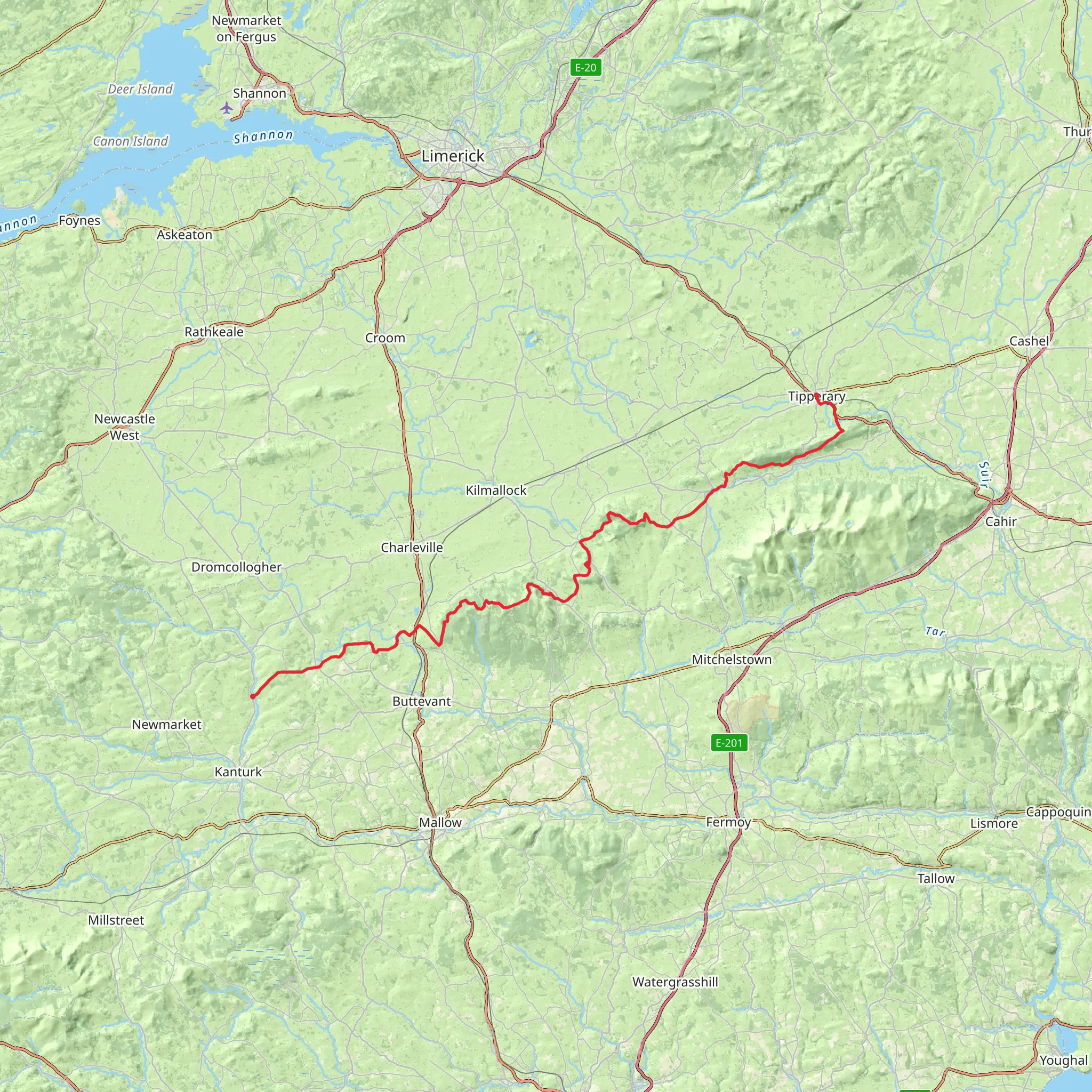 Ballyhoura Way mobile static map