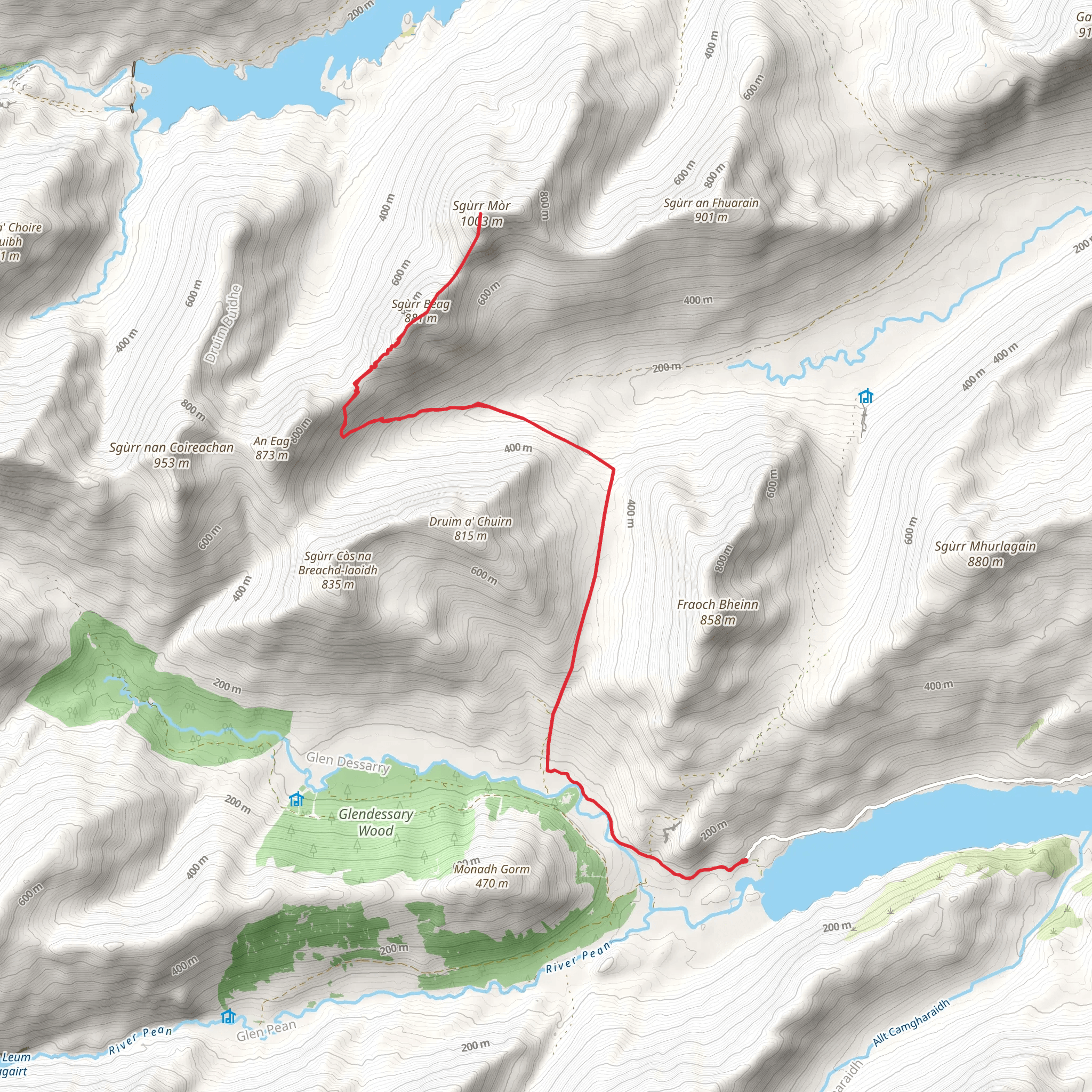 Sgùrr Mòr Trail - Loch Quoich mobile static map