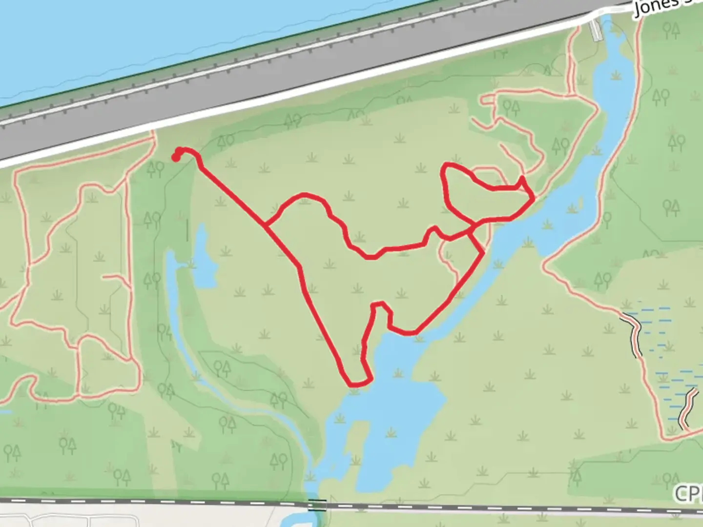 An image depicting the trail Elm Fork Trinity River Loop and its surrounding area.