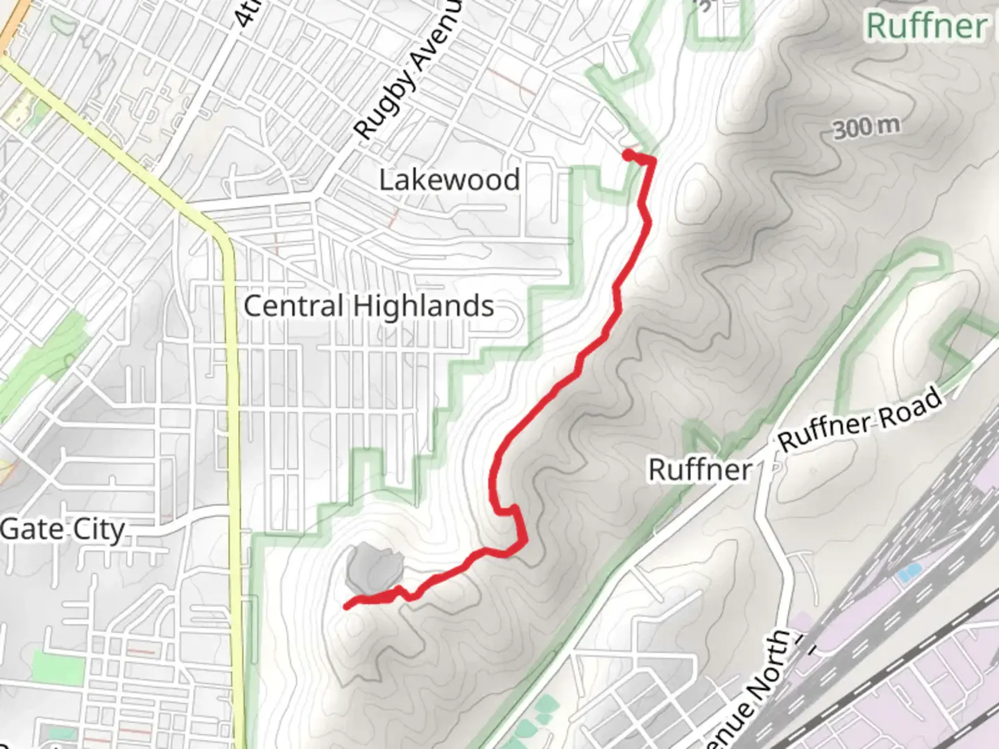An image depicting the trail Little Rock - Gate City Quarries and its surrounding area.
