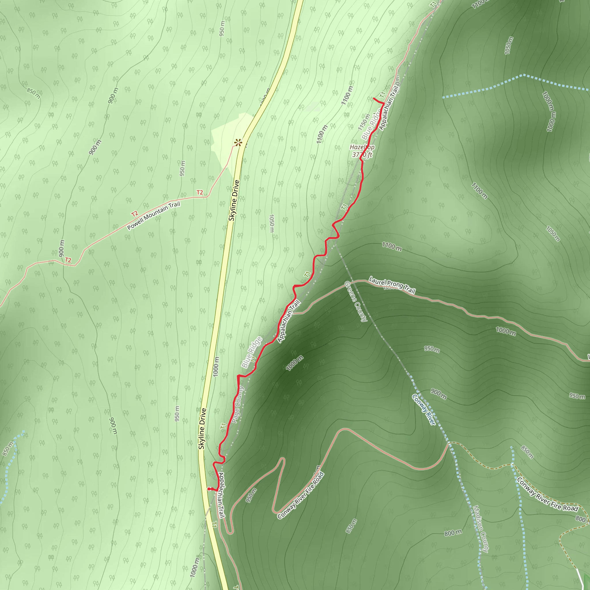 Hazeltop via Appalachian Trail mobile static map