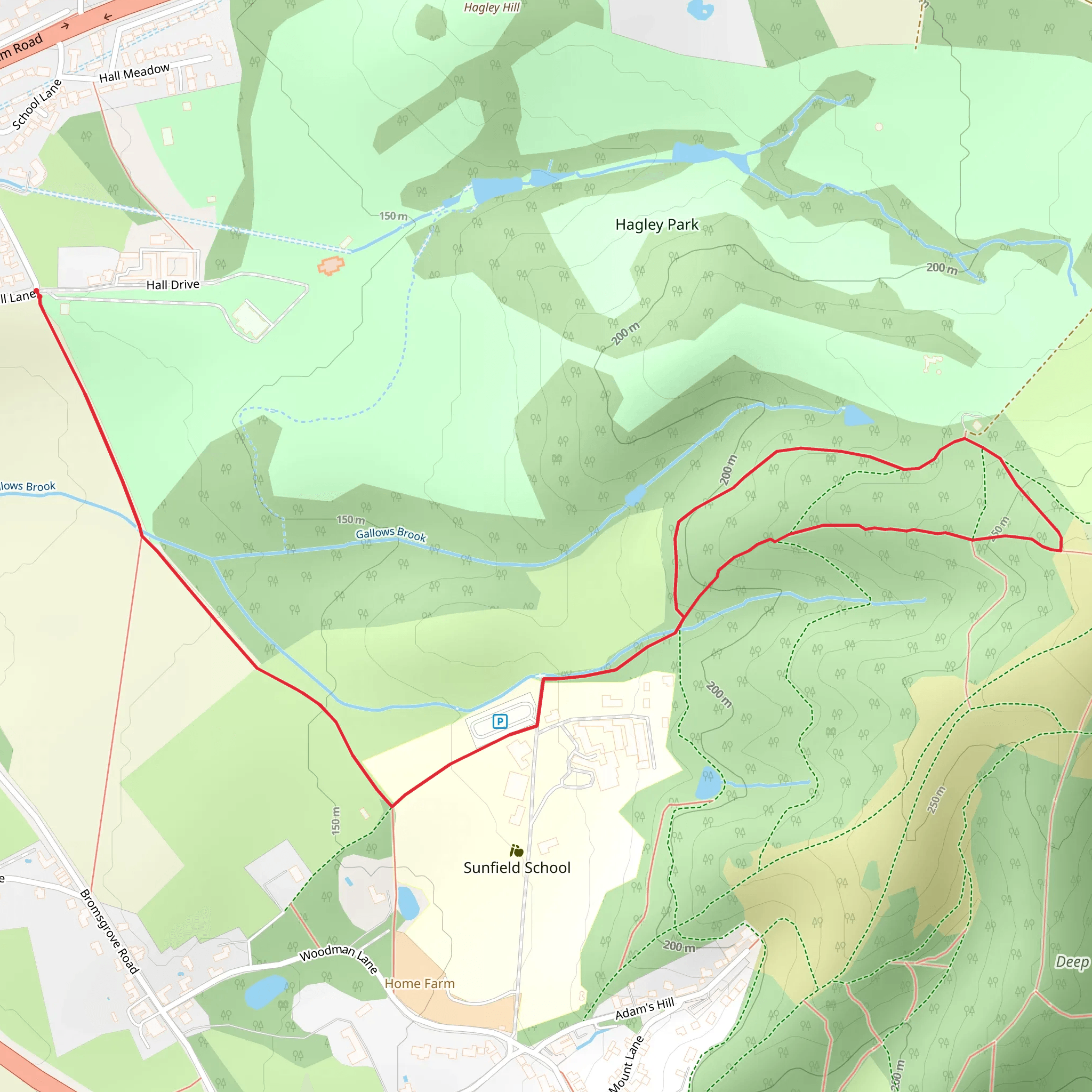 Hagley Hall Park Walk mobile static map