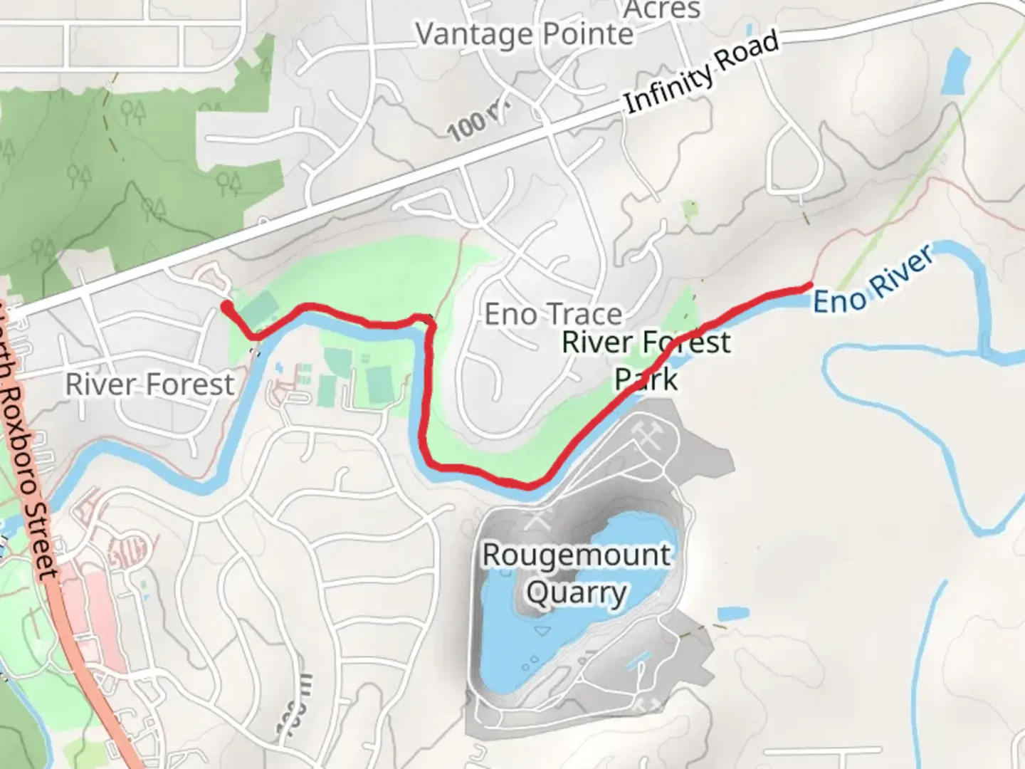 An image depicting the trail Mountains-to-Sea Trail from Windermere Drive and its surrounding area.