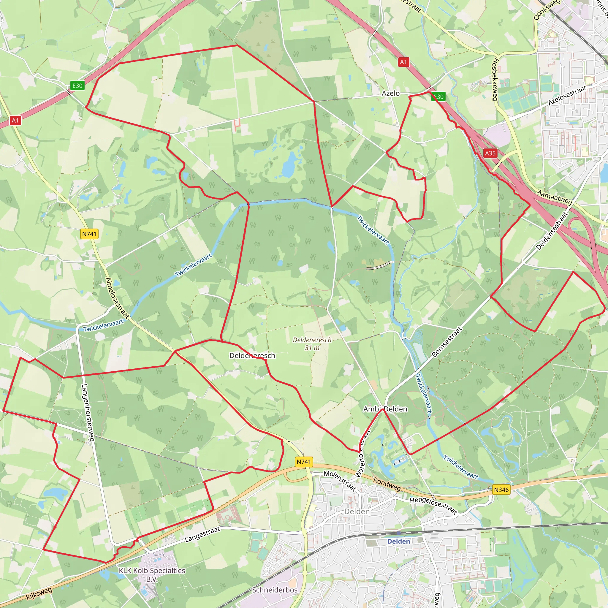 Deldenerzijde, Burensche Veld and Arboretum Loop mobile static map
