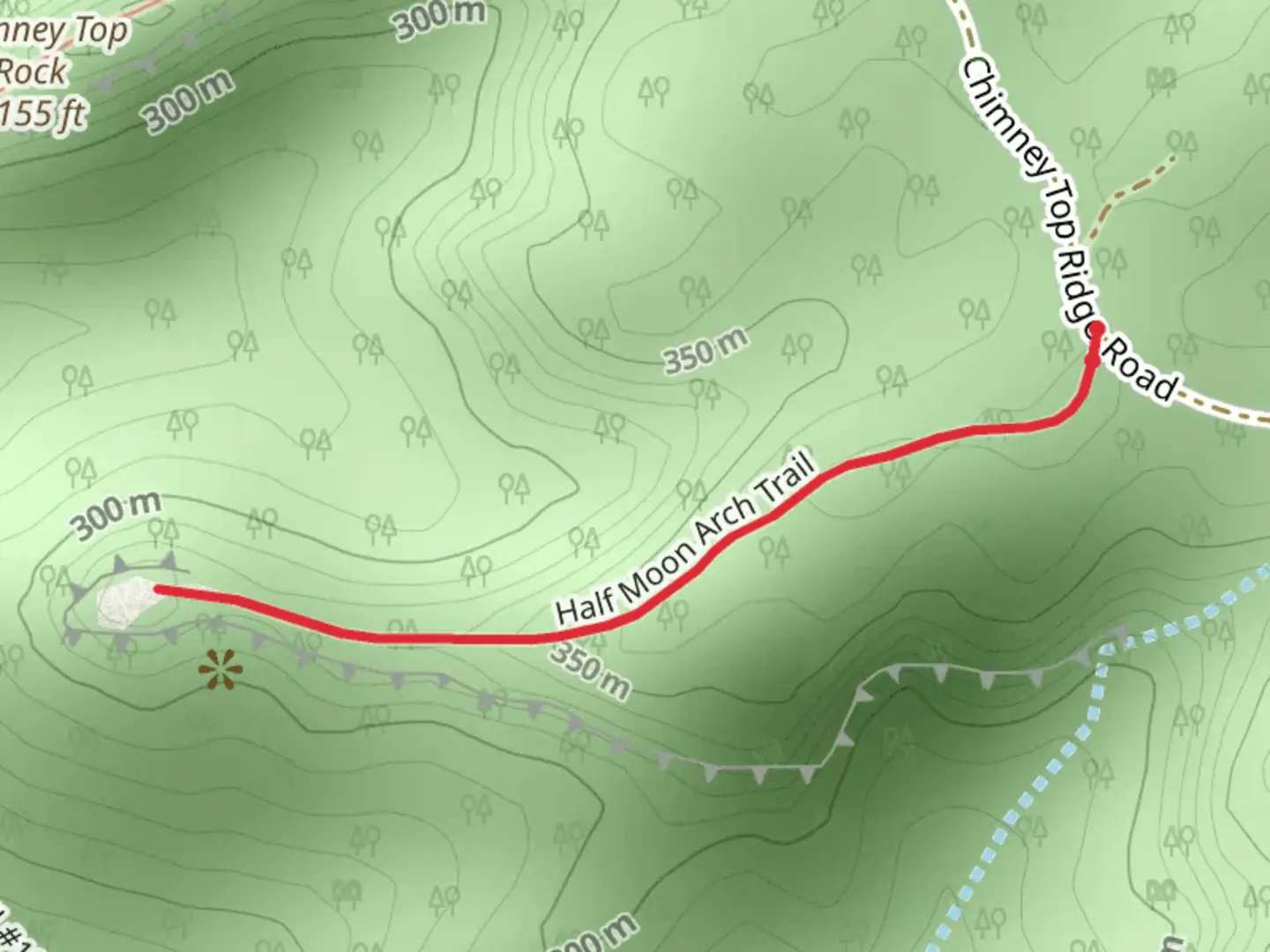 An image depicting the trail Half Moon Arch Trail and its surrounding area.