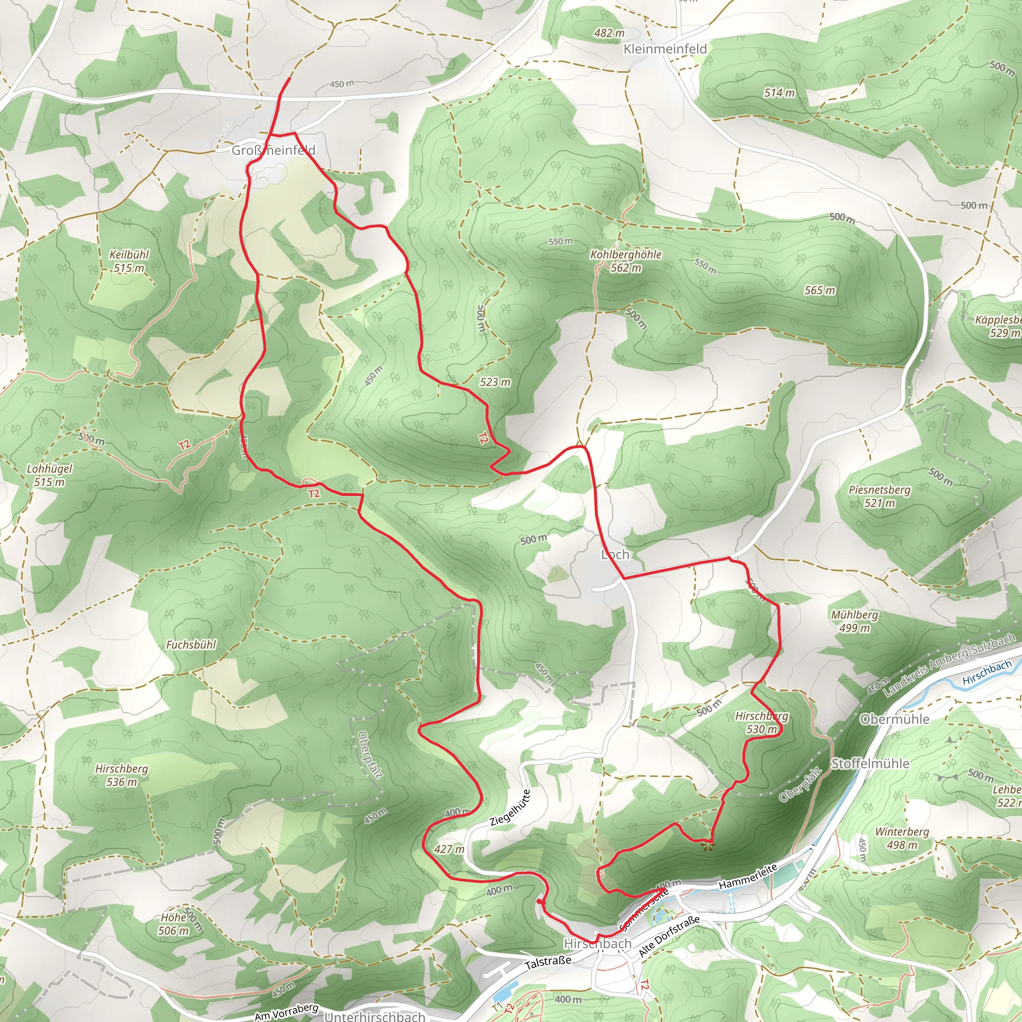 Schlangenfichte Loop via Rundwanderweg Hirschbach mobile static map