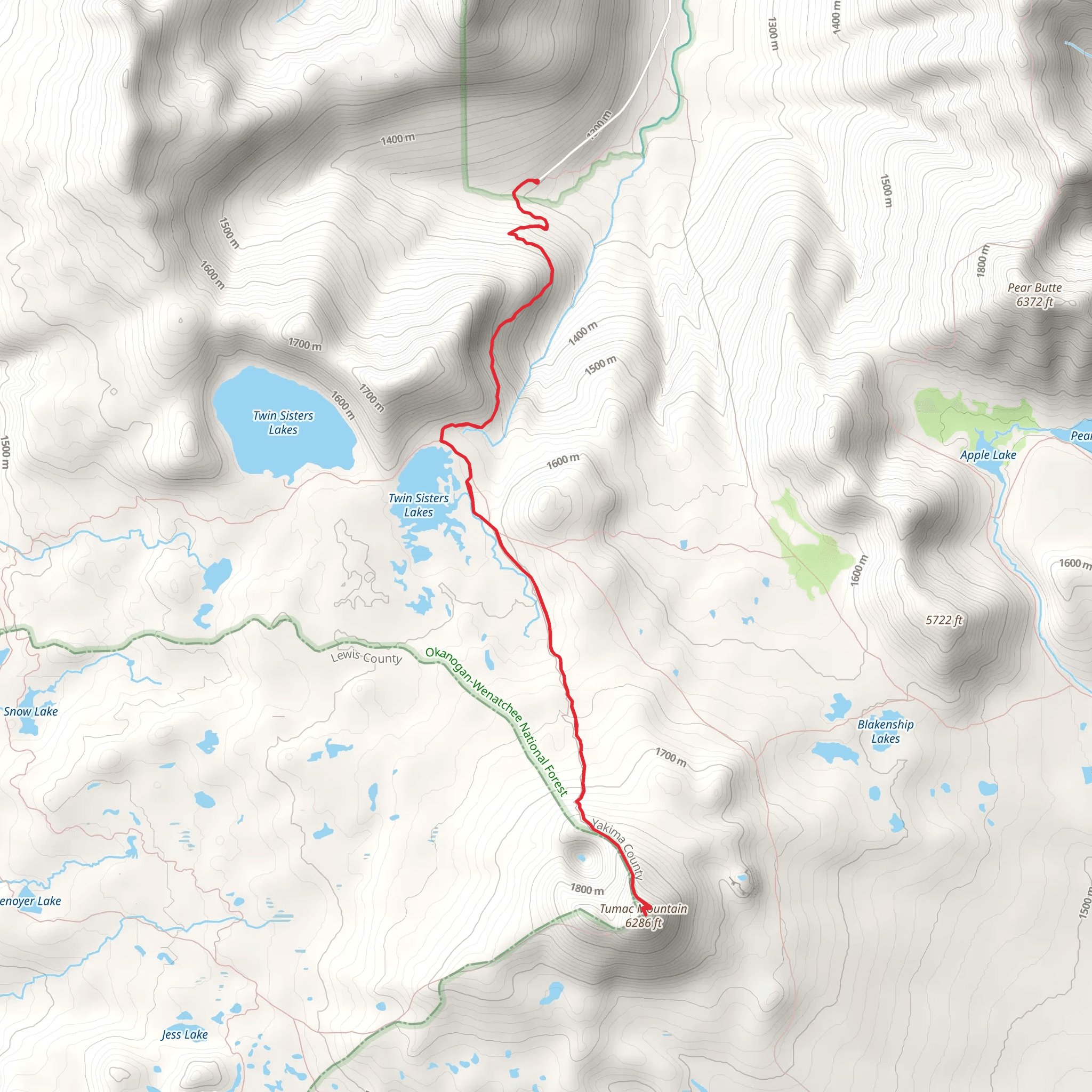 Tumac Mountain via Twin Sisters Trail mobile static map