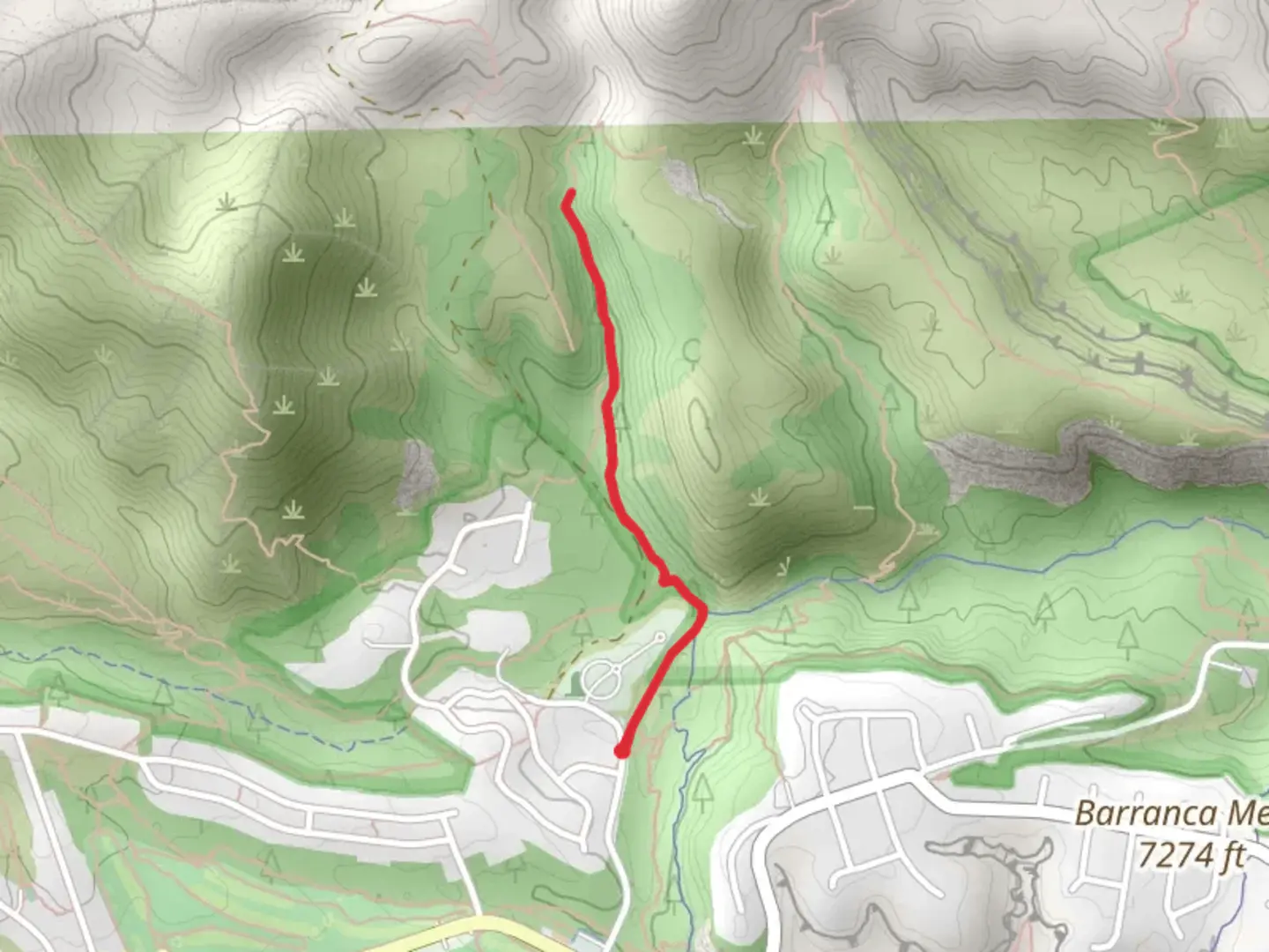 An image depicting the trail Neblina's and Rendija Canyon Trail and its surrounding area.