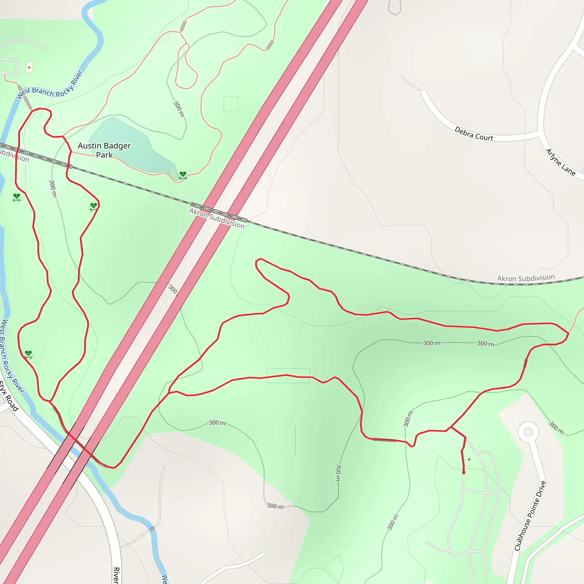 Austin Badger Park and Aaron Smith Nature Preserve Loop mobile static map