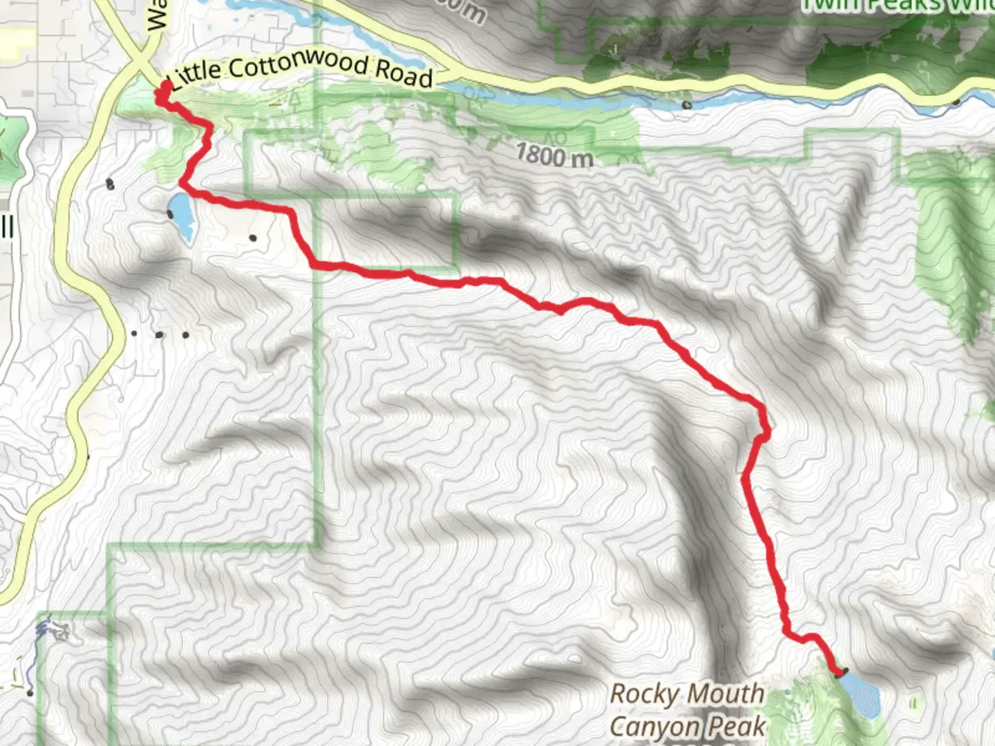 An image depicting the trail Upper Bells Canyon Reservoir via Bells Canyon Trail and its surrounding area.