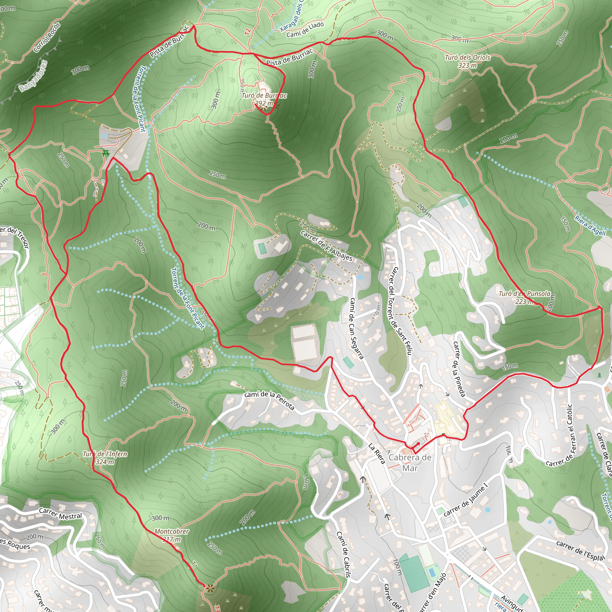 To Burriac Castle from Cabrera de Mar SL C 114 mobile static map