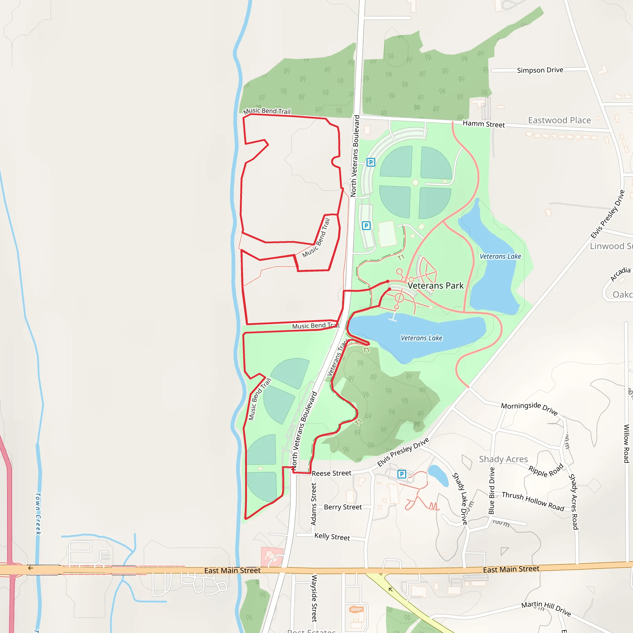 Music Bens Trail and Veterans Track Loop mobile static map