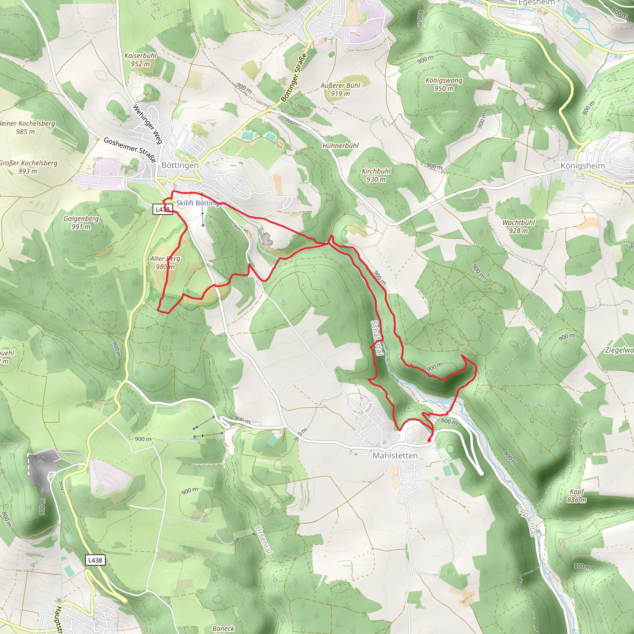 Alter Berg and Glatter Fels Loop via Donauberglandweg mobile static map