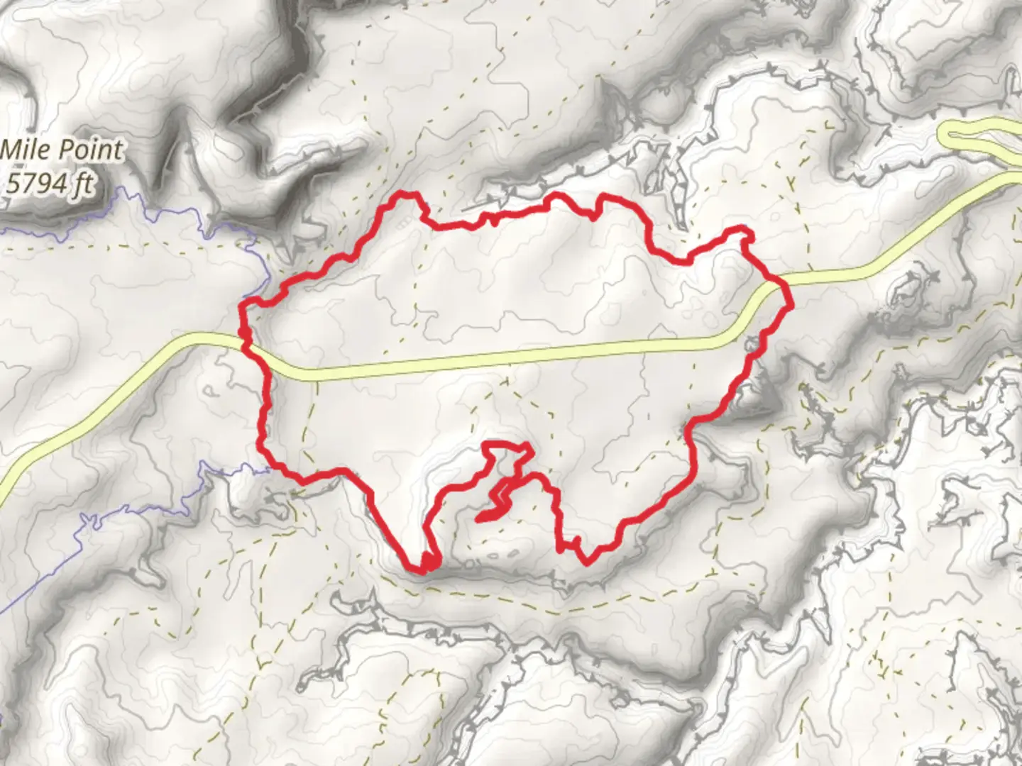 An image depicting the trail Ramblin and Rocky Tops Loop and its surrounding area.