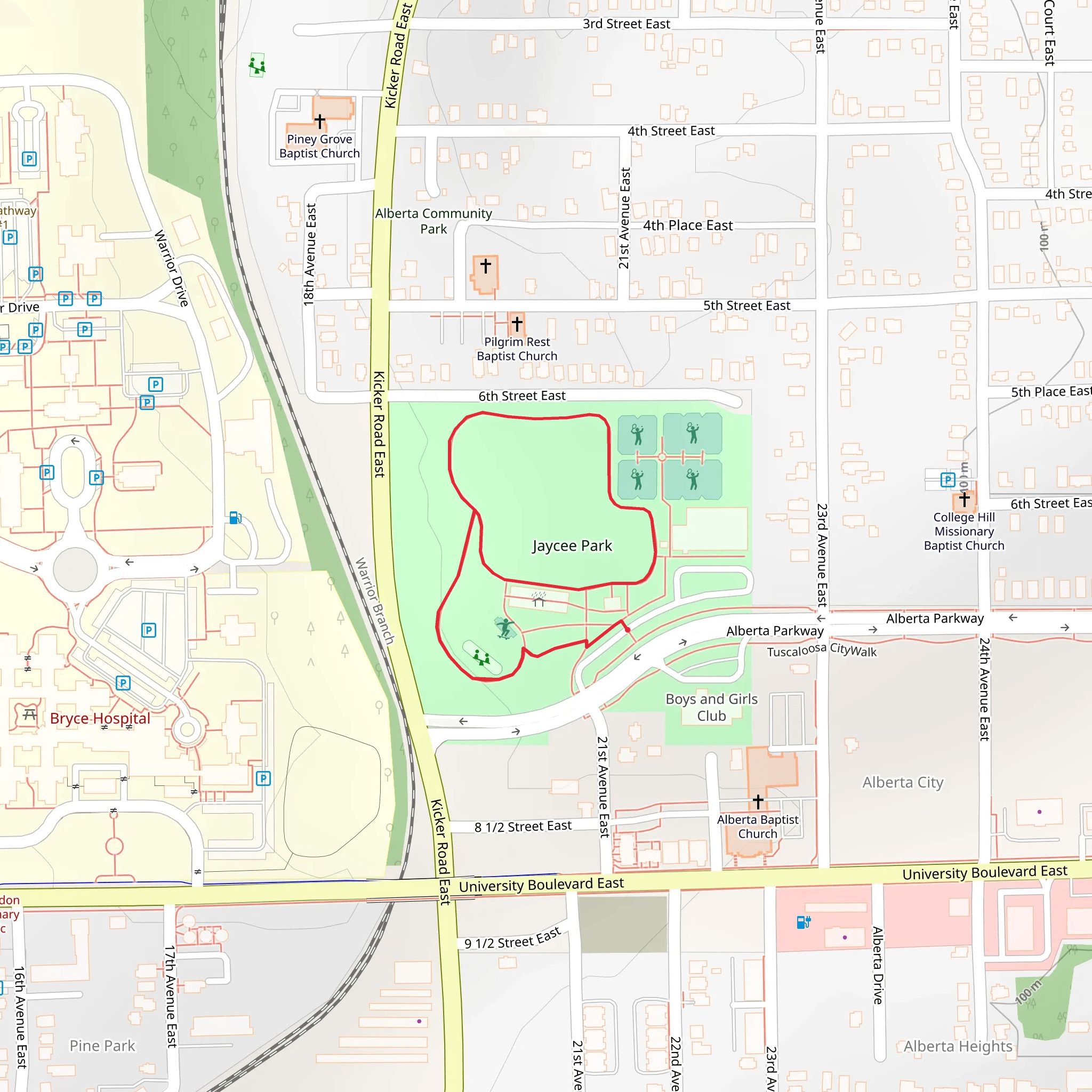 Jaycee Park Loop mobile static map