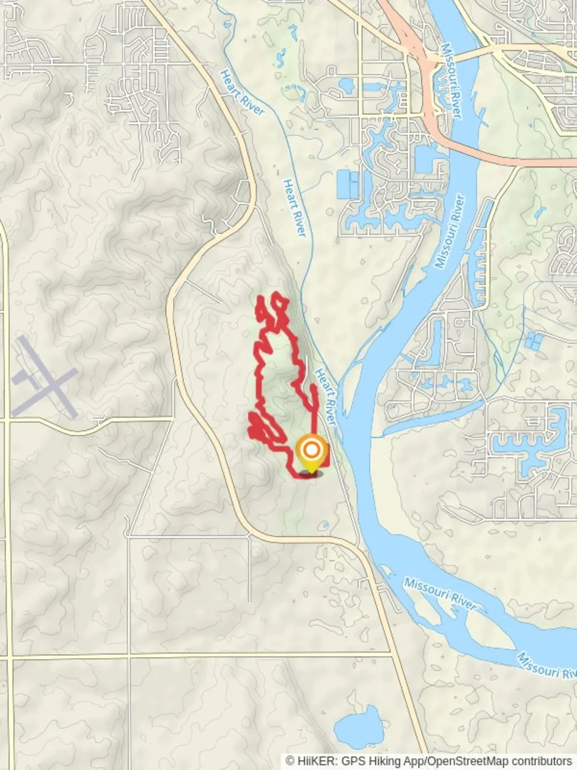 An image depicting the trail Fort Abraham Lincoln State Park Loop and its surrounding area.