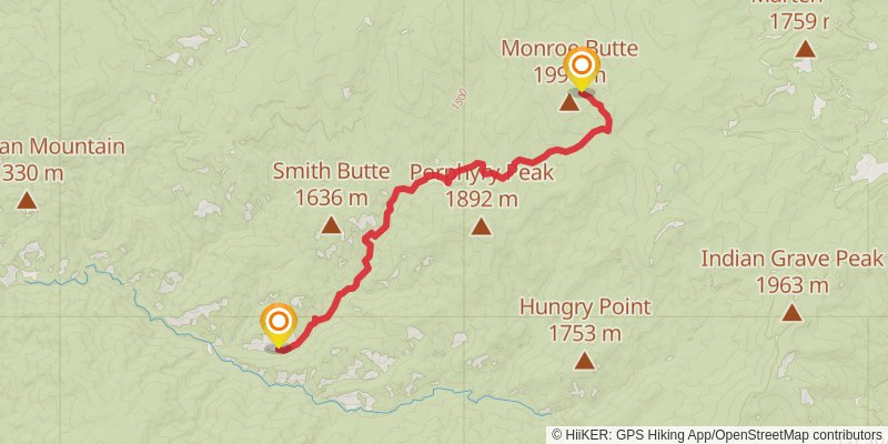 Idaho Centennial Trail stage 51 Map