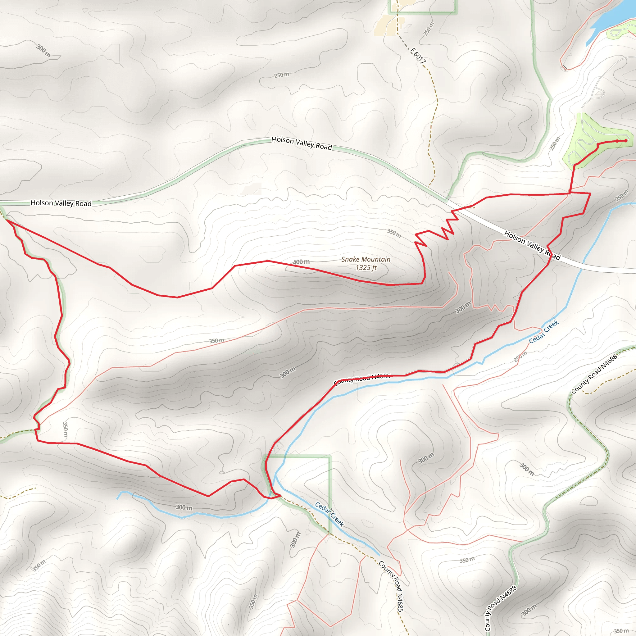 Snake Mountain Loop via Cedar Creek mobile static map