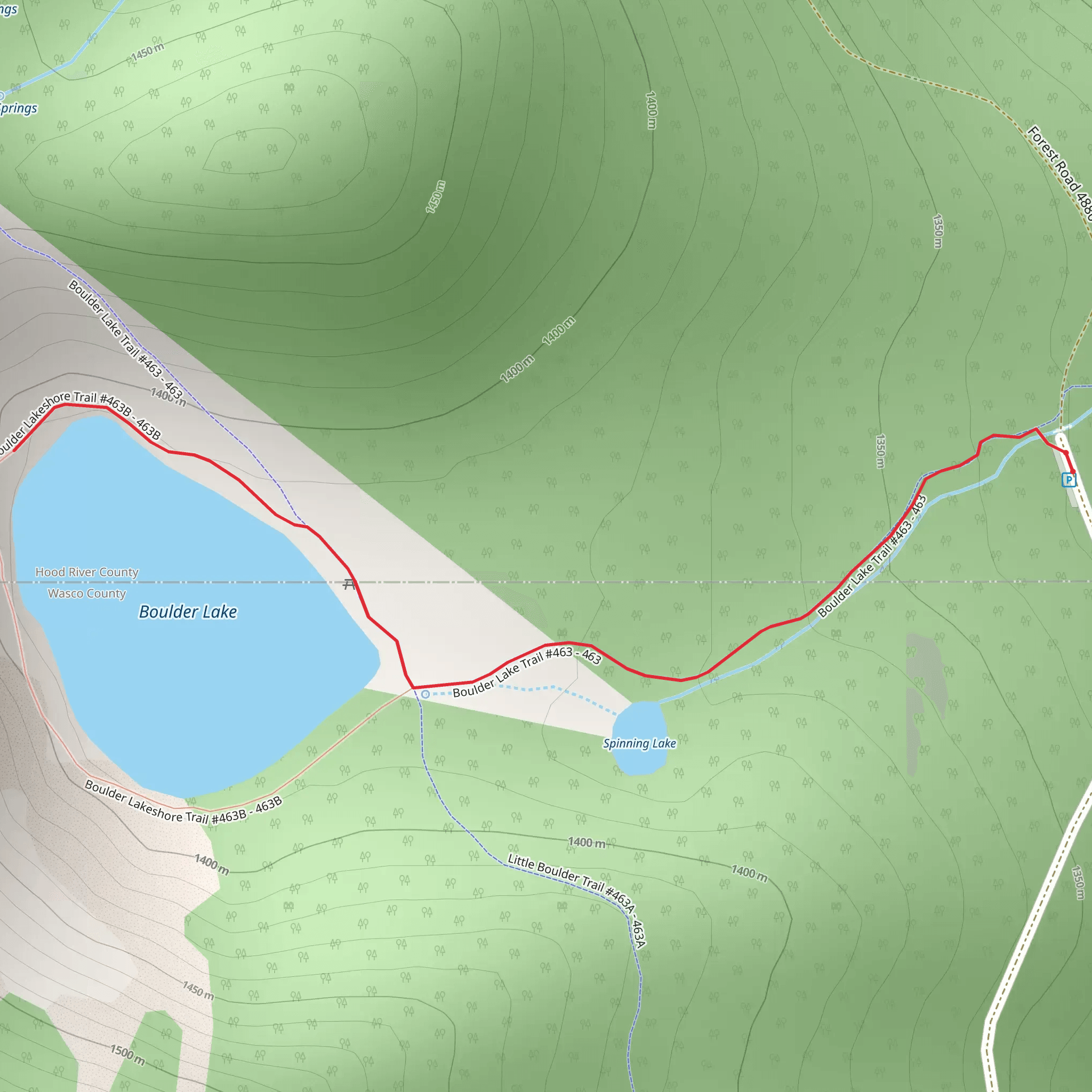 Spinning Lake and Boulder Lake Trail mobile static map