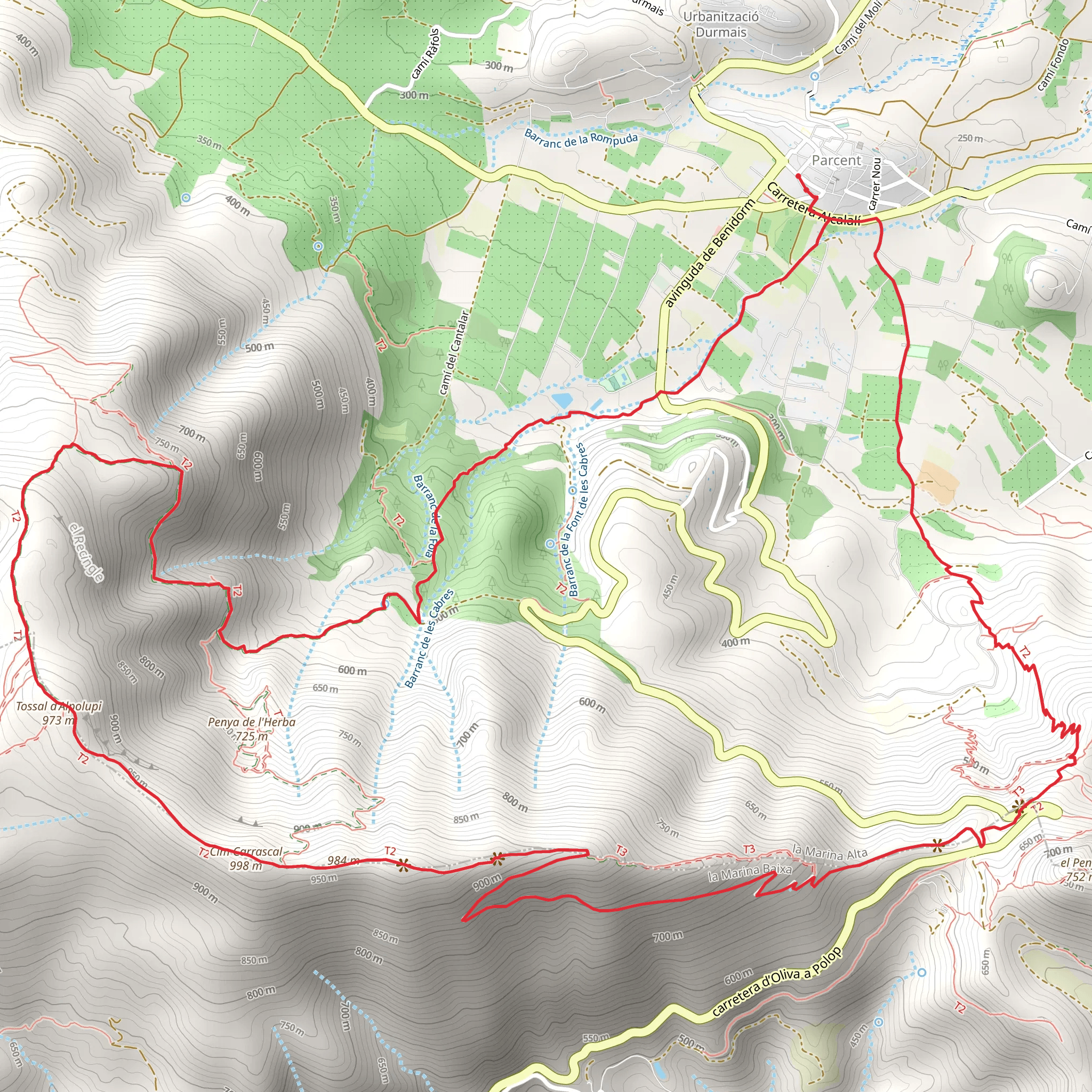 Sierra del Carrascal de Parcent PR CV 158 mobile static map