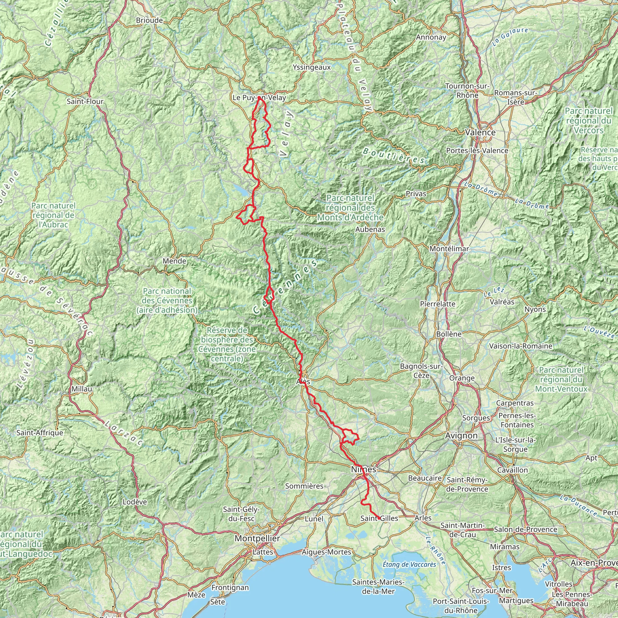 GR 700 - Regordane Way mobile static map