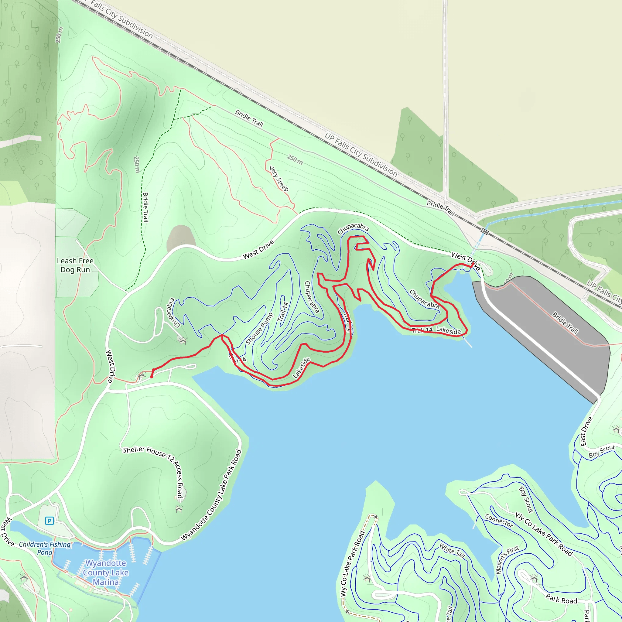 Wyandotte County Lake North Shore Loop mobile static map
