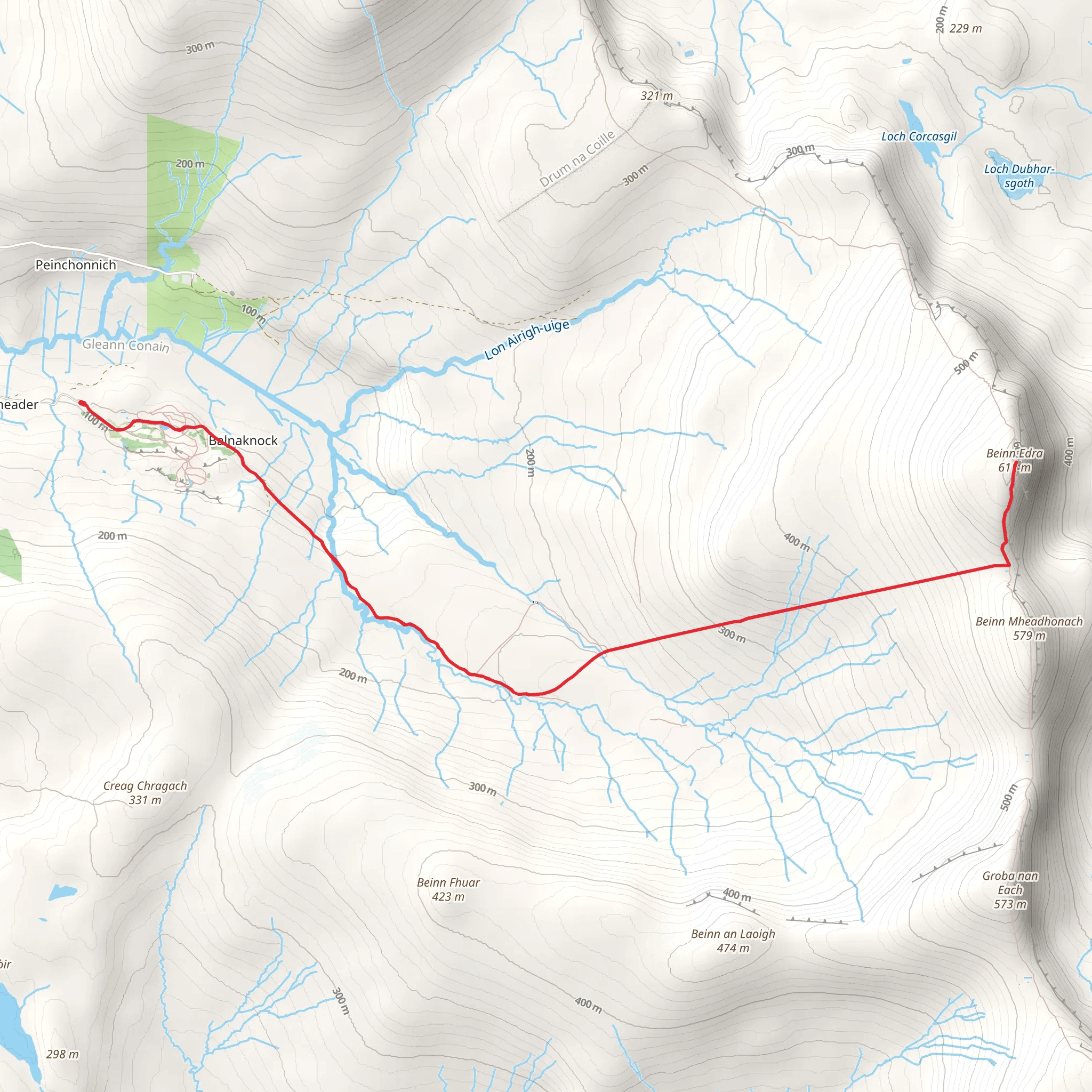 Beinn Edra from The Fairy Glen mobile static map