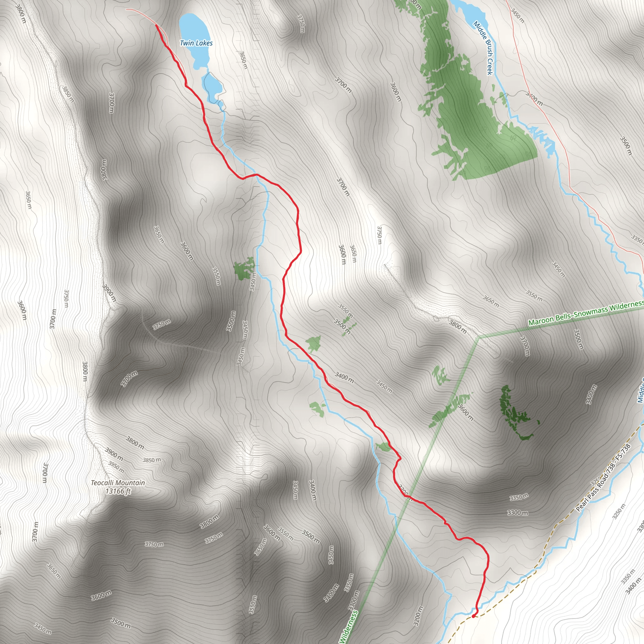 Twin Lakes Trail mobile static map