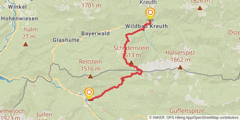 Die Alpenüberquerung stage 2 Map