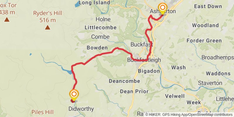 Dartmoor Way stage 2 Map