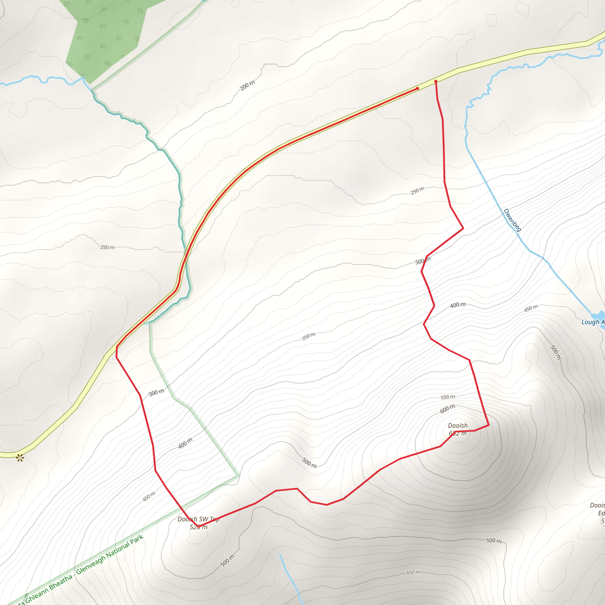 Dooish and Dooish South West Top Loop from Faugher mobile static map