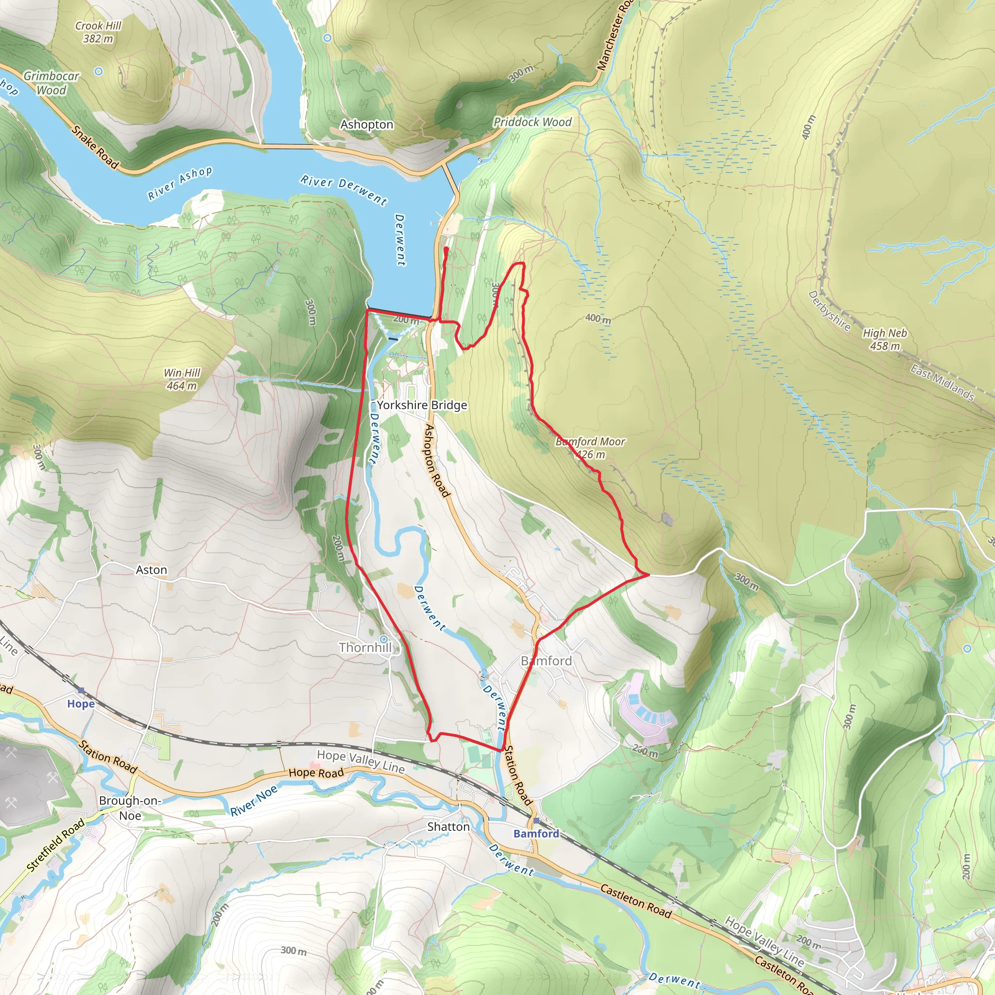 Yorkshire Bridge, Bamford and Thornhill Loop mobile static map