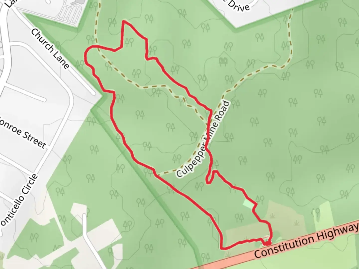 An image depicting the trail Gordon Flank Attack Loop Trail and its surrounding area.
