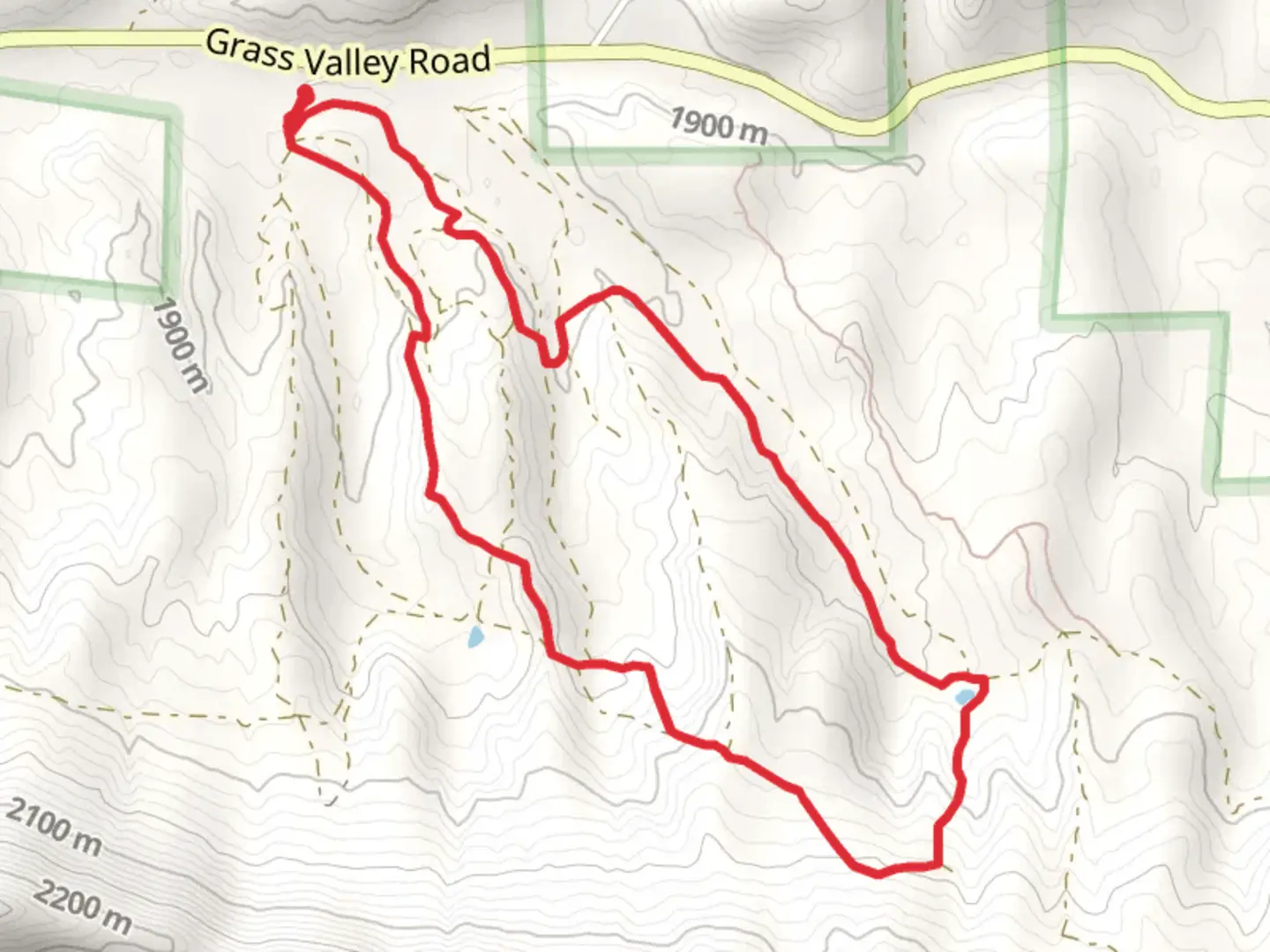 An image depicting the trail Grass Valley Road Loop and its surrounding area.