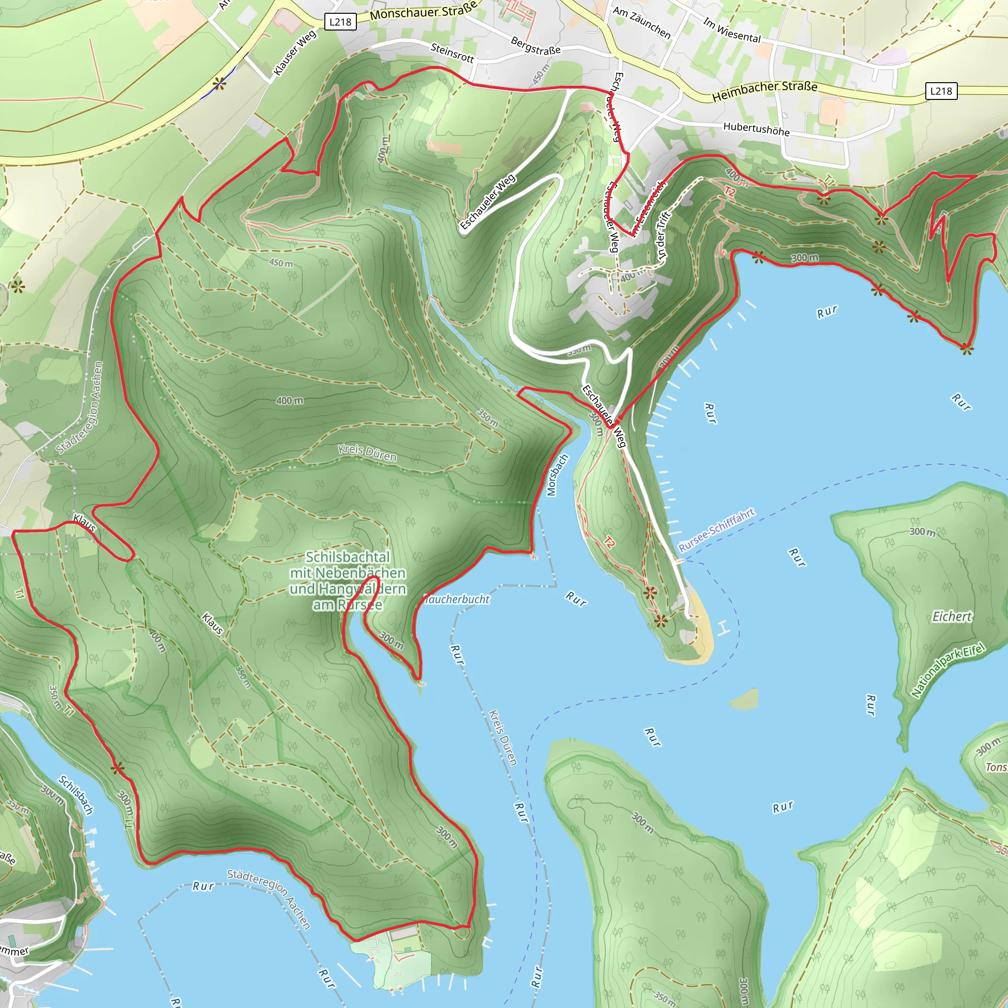Eschaueler Berg, Hubertushöhe and Backesberg Loop - Rurtalsperre mobile static map