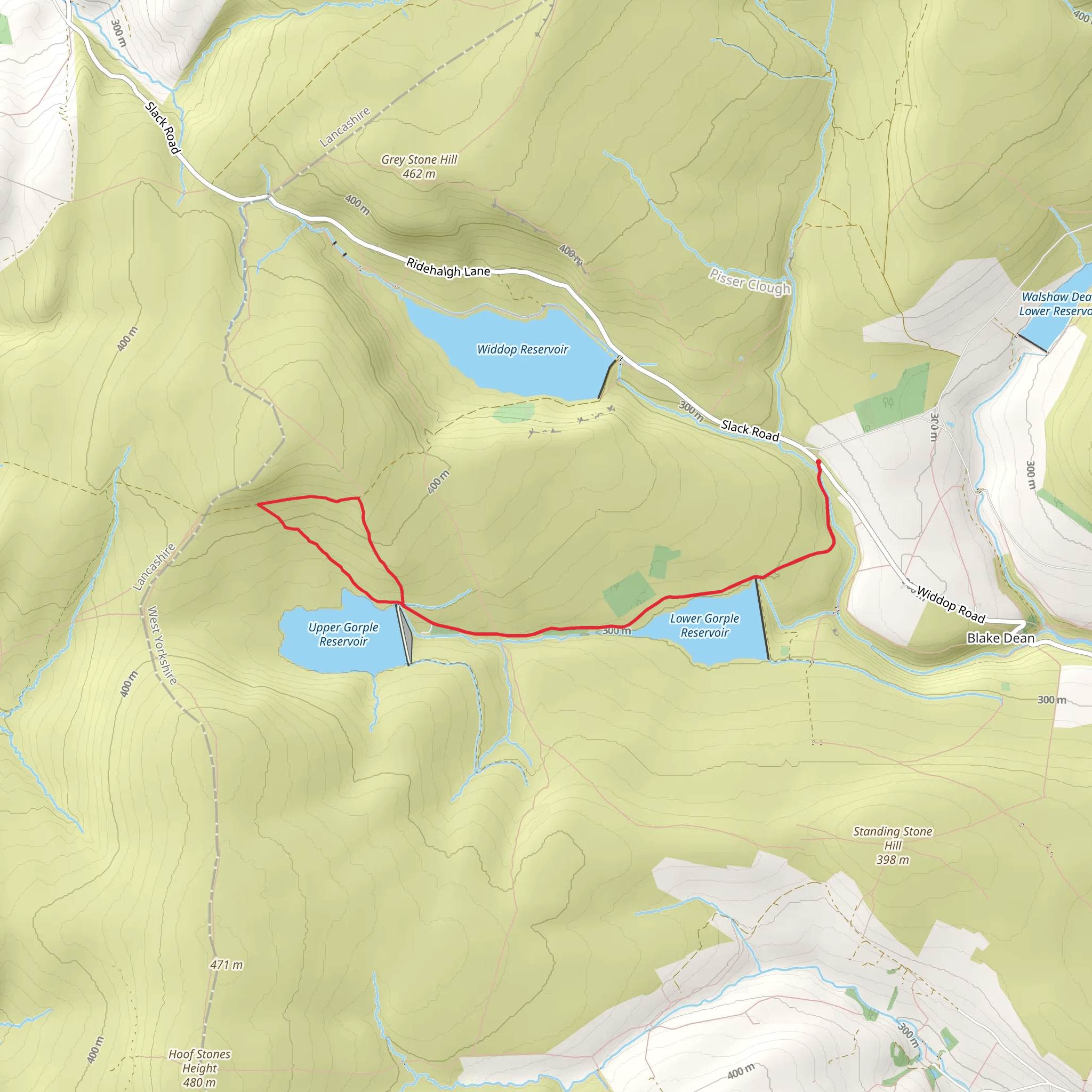 Gorple Reservoir Walk mobile static map