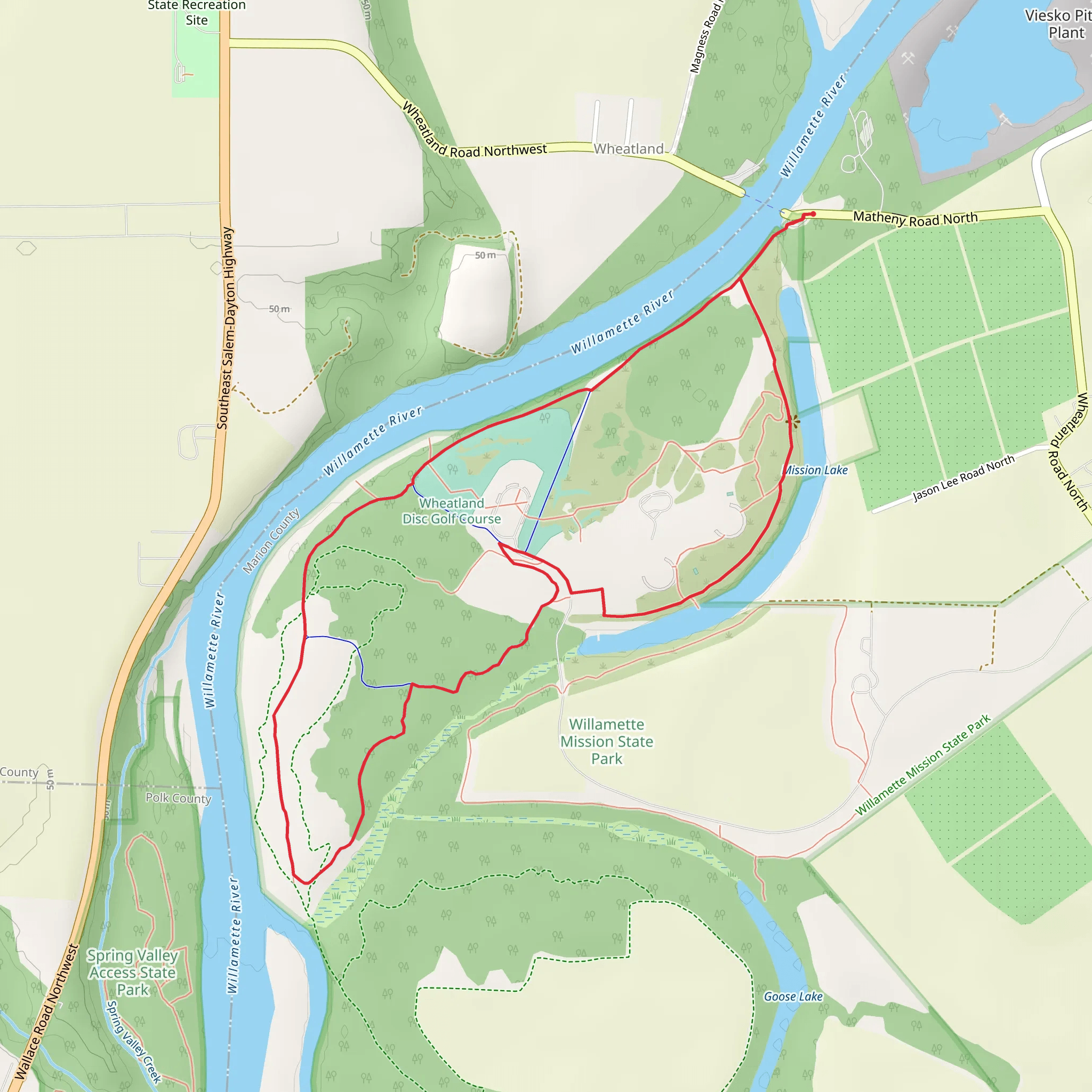 Wheatland Disc Golf Course Loop mobile static map