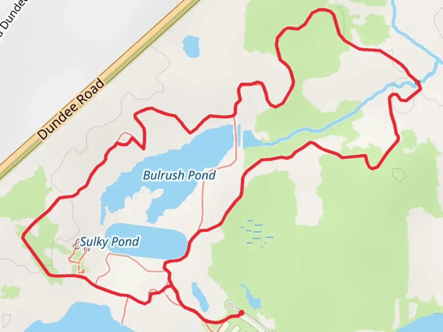 An image depicting the trail Bur Edge Trail and Phantom Prairie Trail Loop and its surrounding area.
